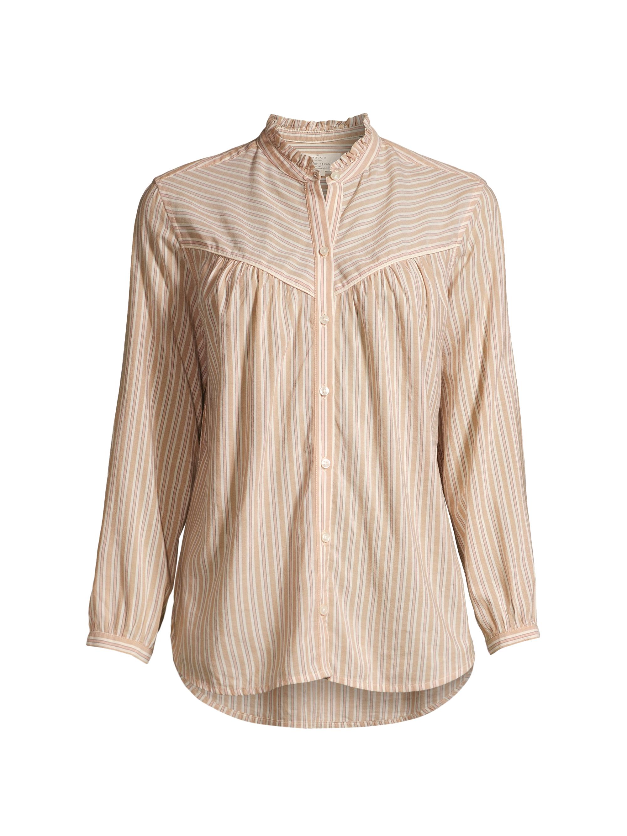 Birds of Paradis Women's Ruth Pinstriped Cotton-Blend Shirt - Burro Stripe