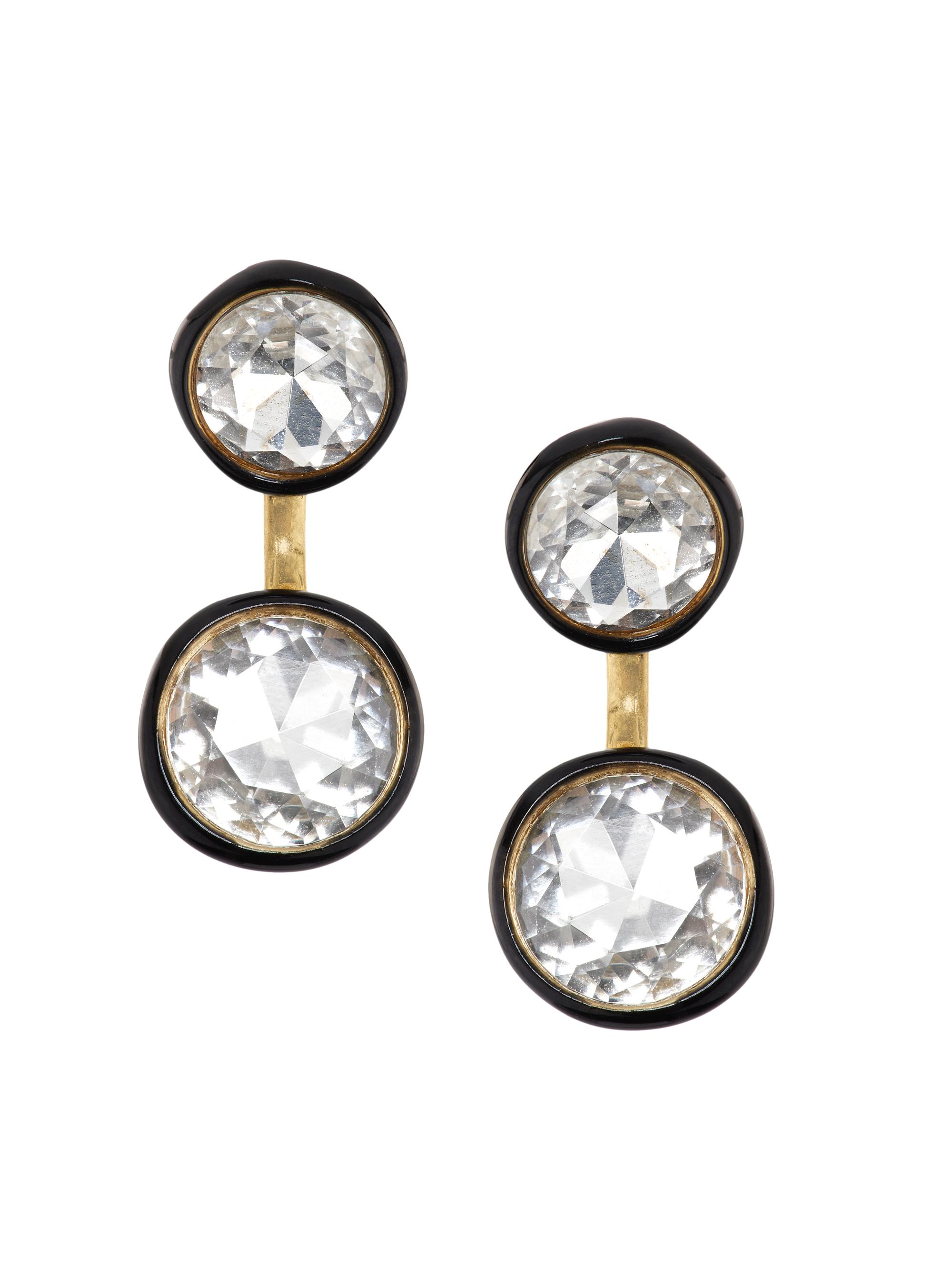 Roxanne Assoulin Women's Back In Black Goldtone, Glass Crystal & Enamel Ear Jackets - Gold