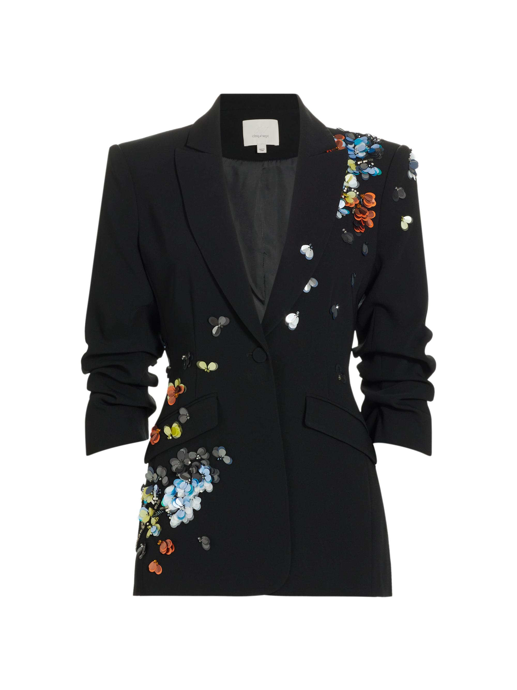 CINQ A SEPT Women's Cheyenne Floral Pailette Blazer - Black Multi