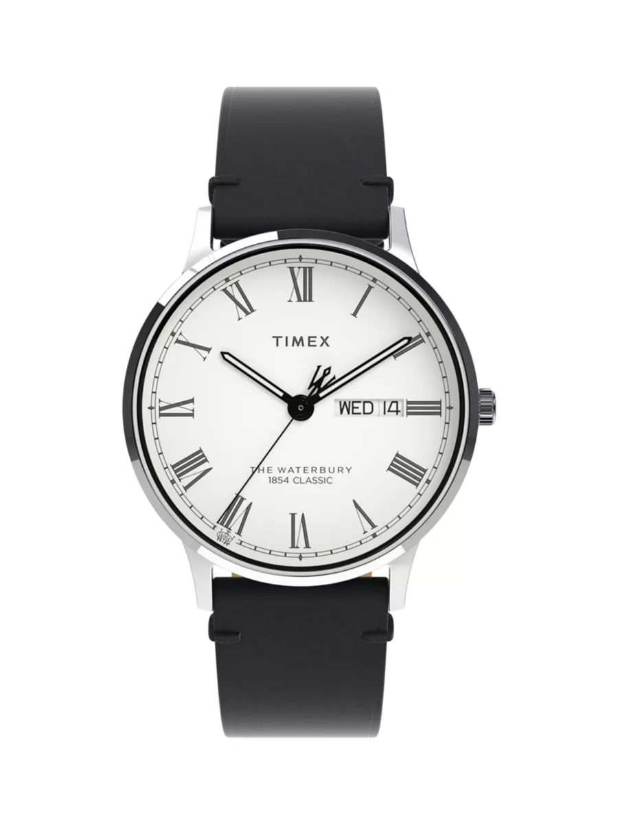 Shop Timex Waterbury Classic Stainless Steel & Leather Strap Watch | Saks Fifth Avenue Shop Timex Waterbury Classic Stainless Steel & Leather Strap Watch | Saks Fifth Avenue