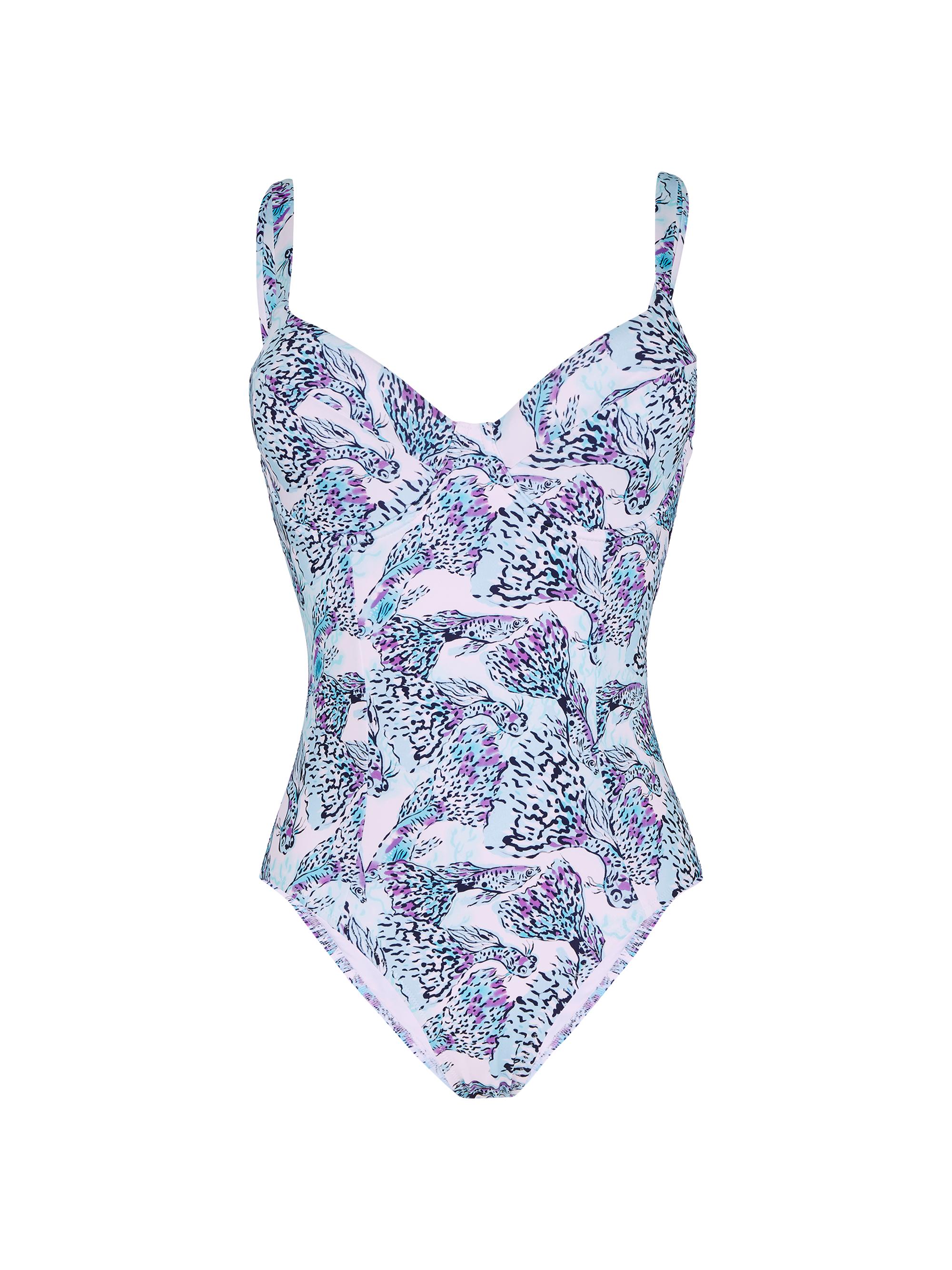 Vilebrequin Women's Leonita Fish-Print Bustier One-Piece Swimsuit - Blanc