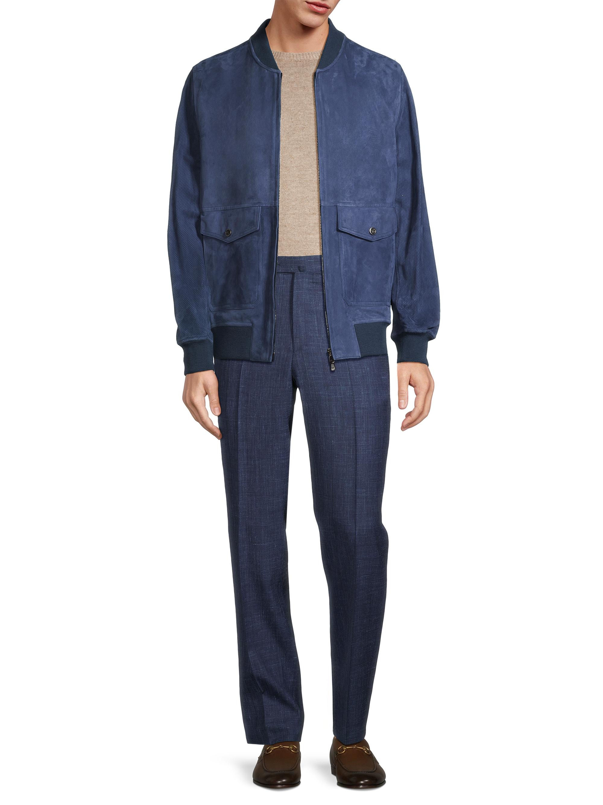Isaia Perforated Suede Bomber Jacket | Saks Fifth Avenue