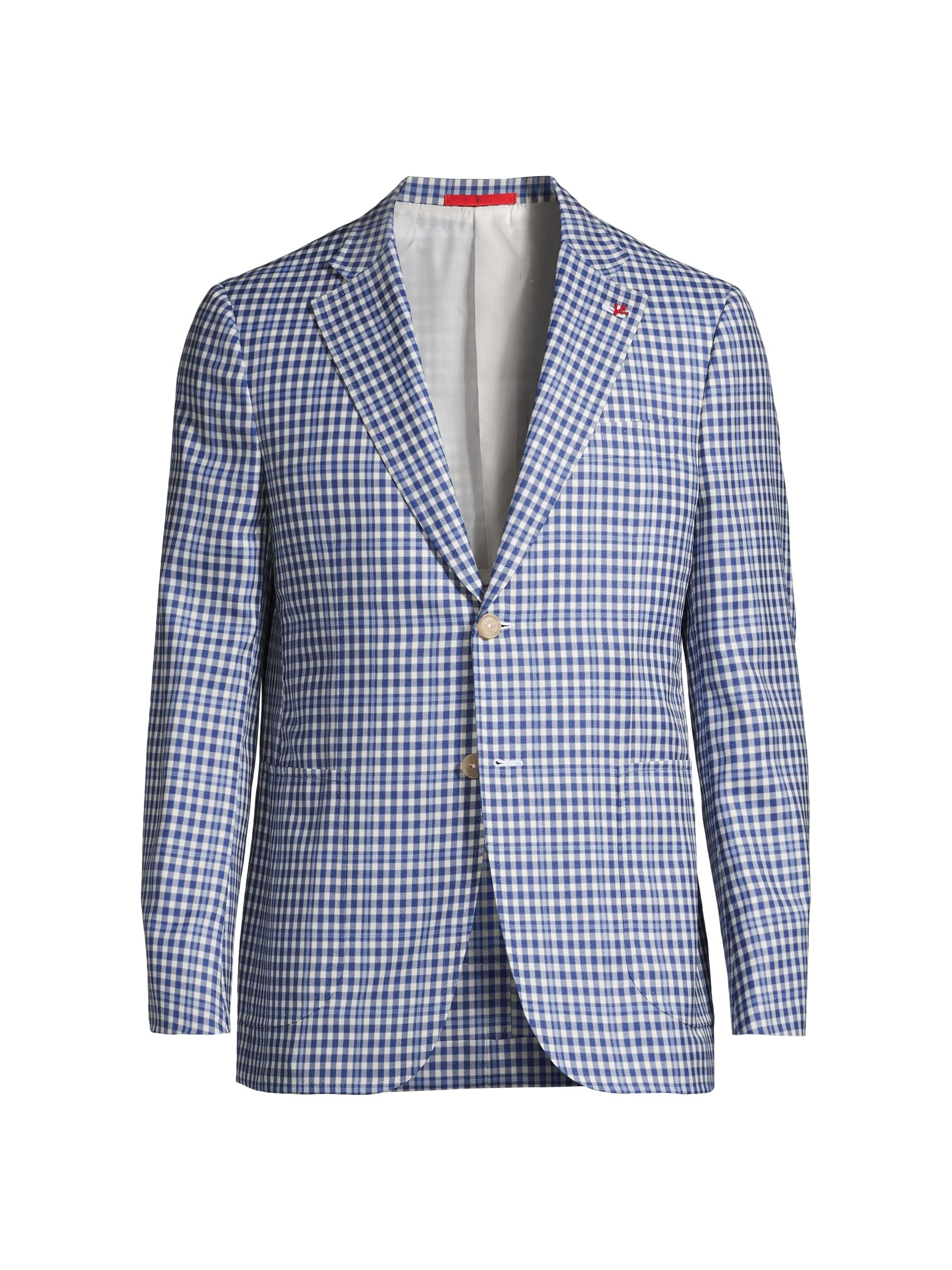 Isaia Men's Windowpane Capri Sport Jacket - Blue