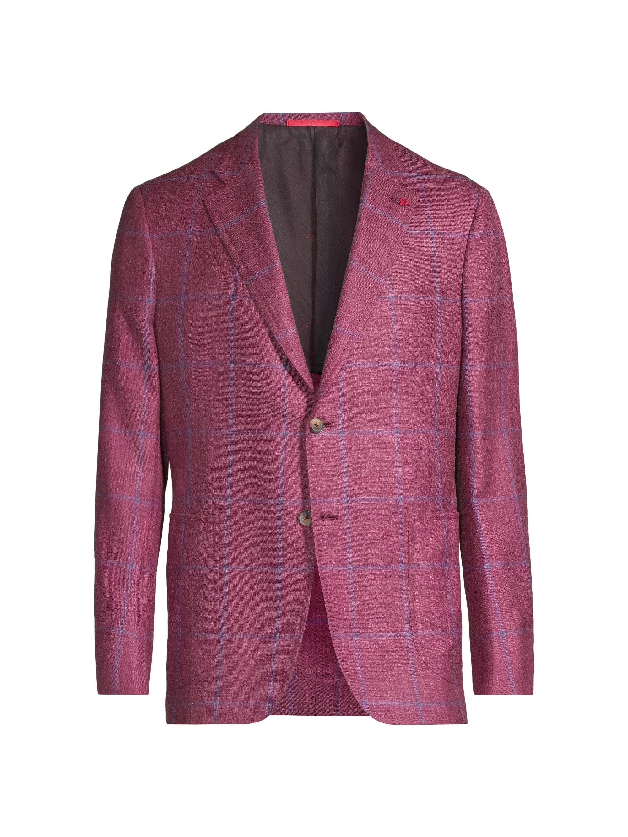 Isaia Men's Windowpane Capri Sport Jacket - Dark Purple