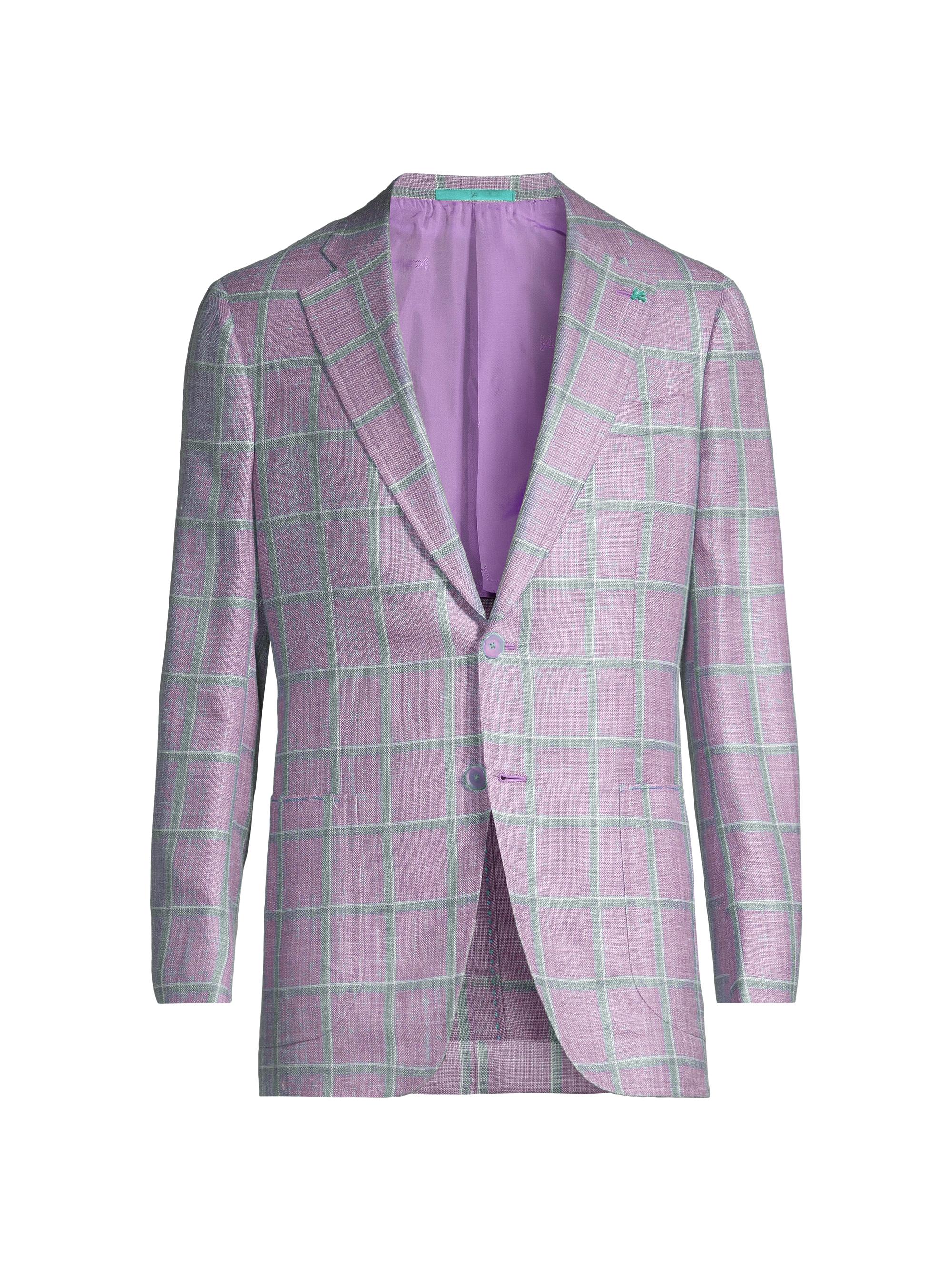 Isaia Men's Windowpane Domenico Sport Jacket - Violet