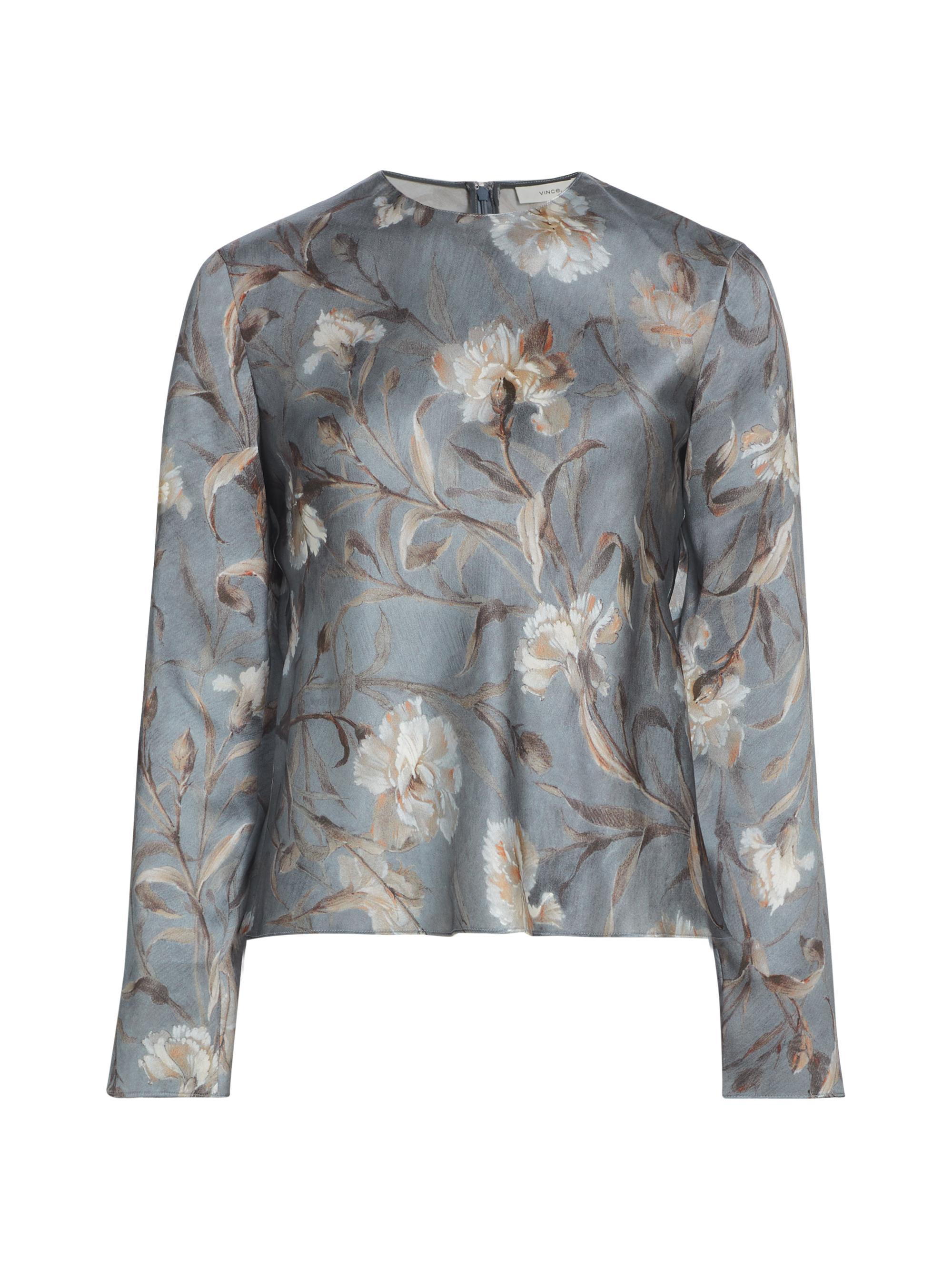Vince Women's Night Carnation Long-Sleeve Silk Top - Iris Smoke