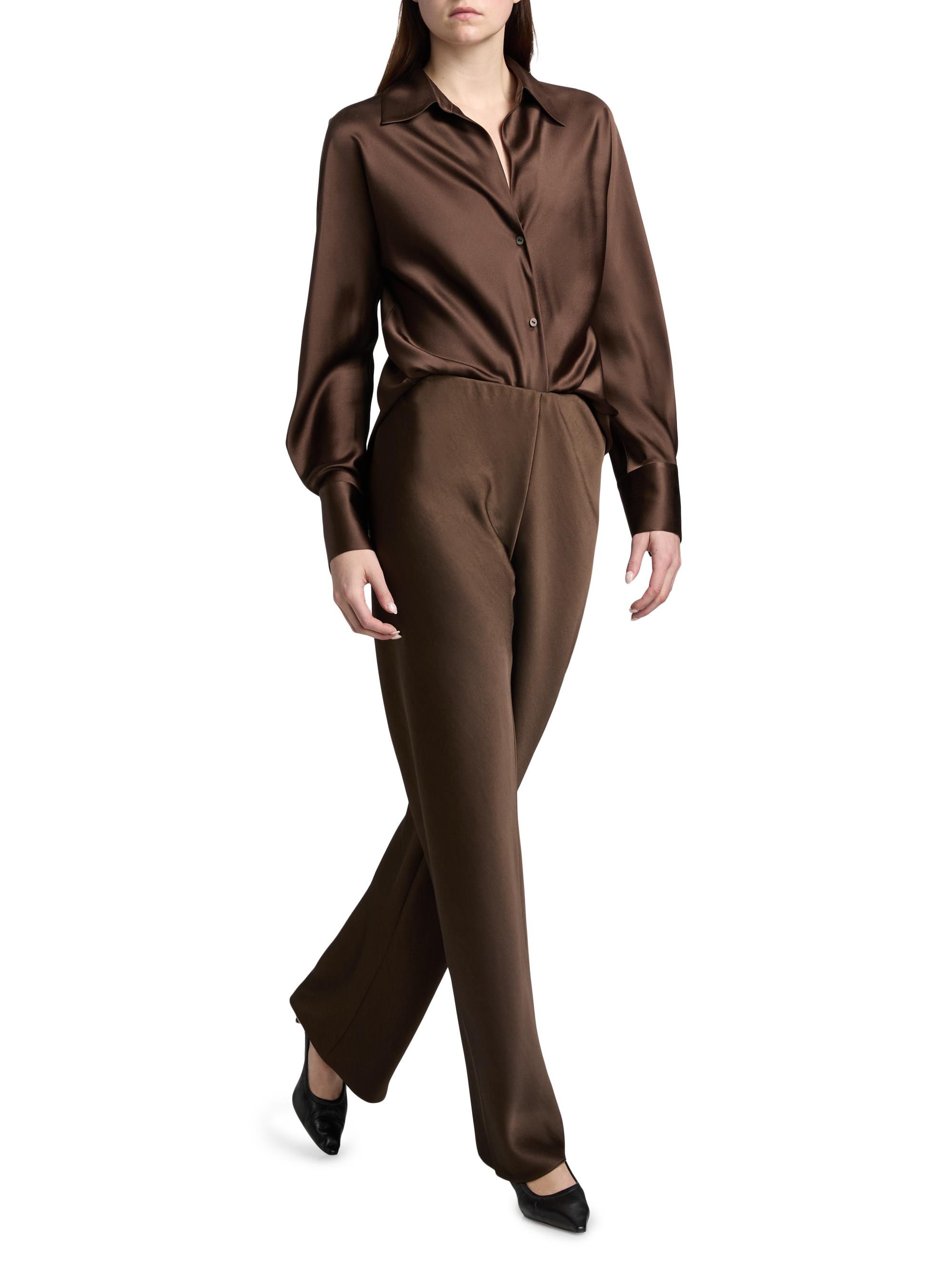 Fluid Bias-Cut Satin High-Rise Trousers