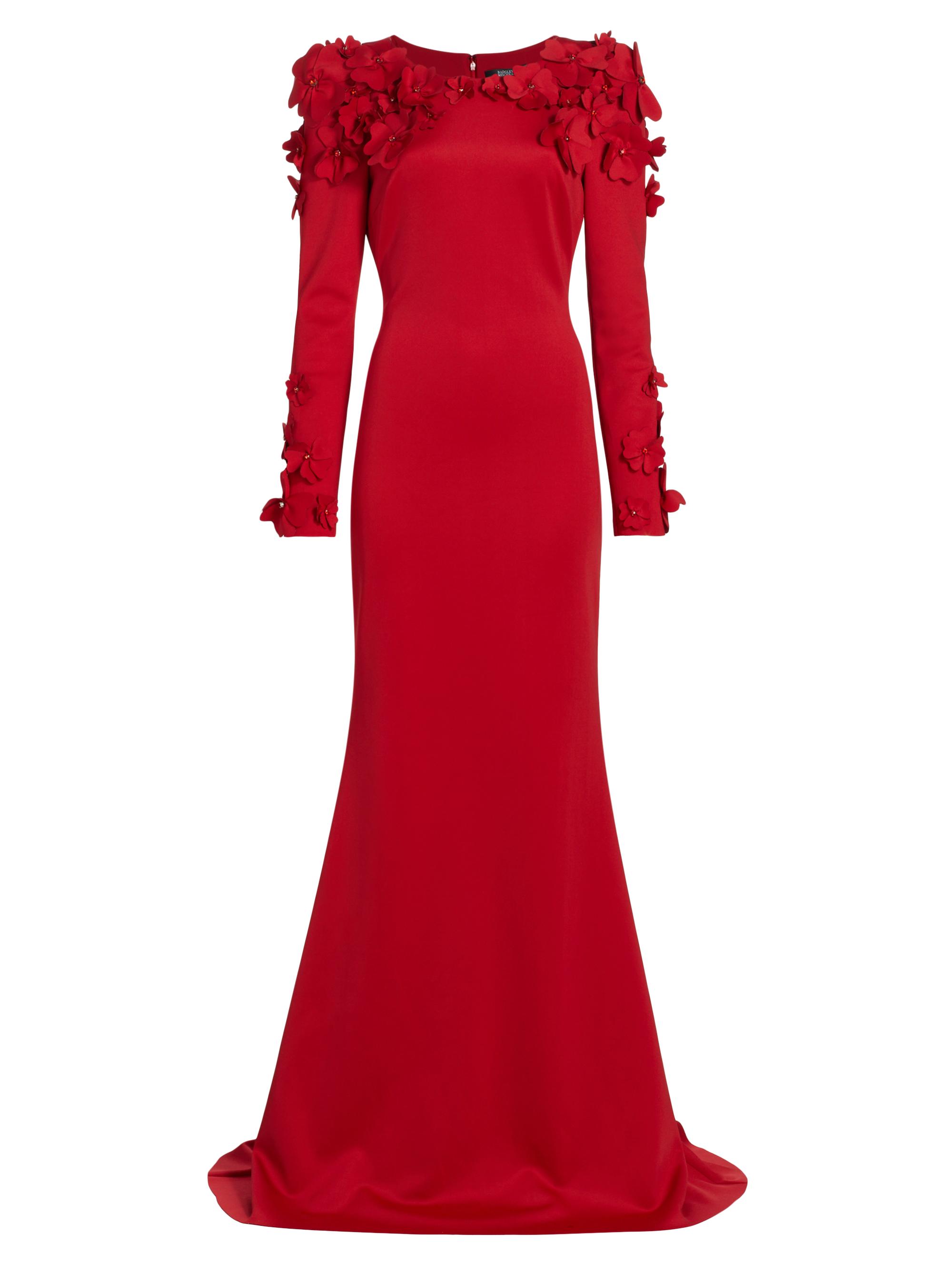 Badgley Mischka Flower-Trim Scuba Gown | Saks Fifth Avenue