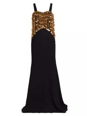 Shop Badgley Mischka Embellished Crepe Gown | Saks Fifth Avenue