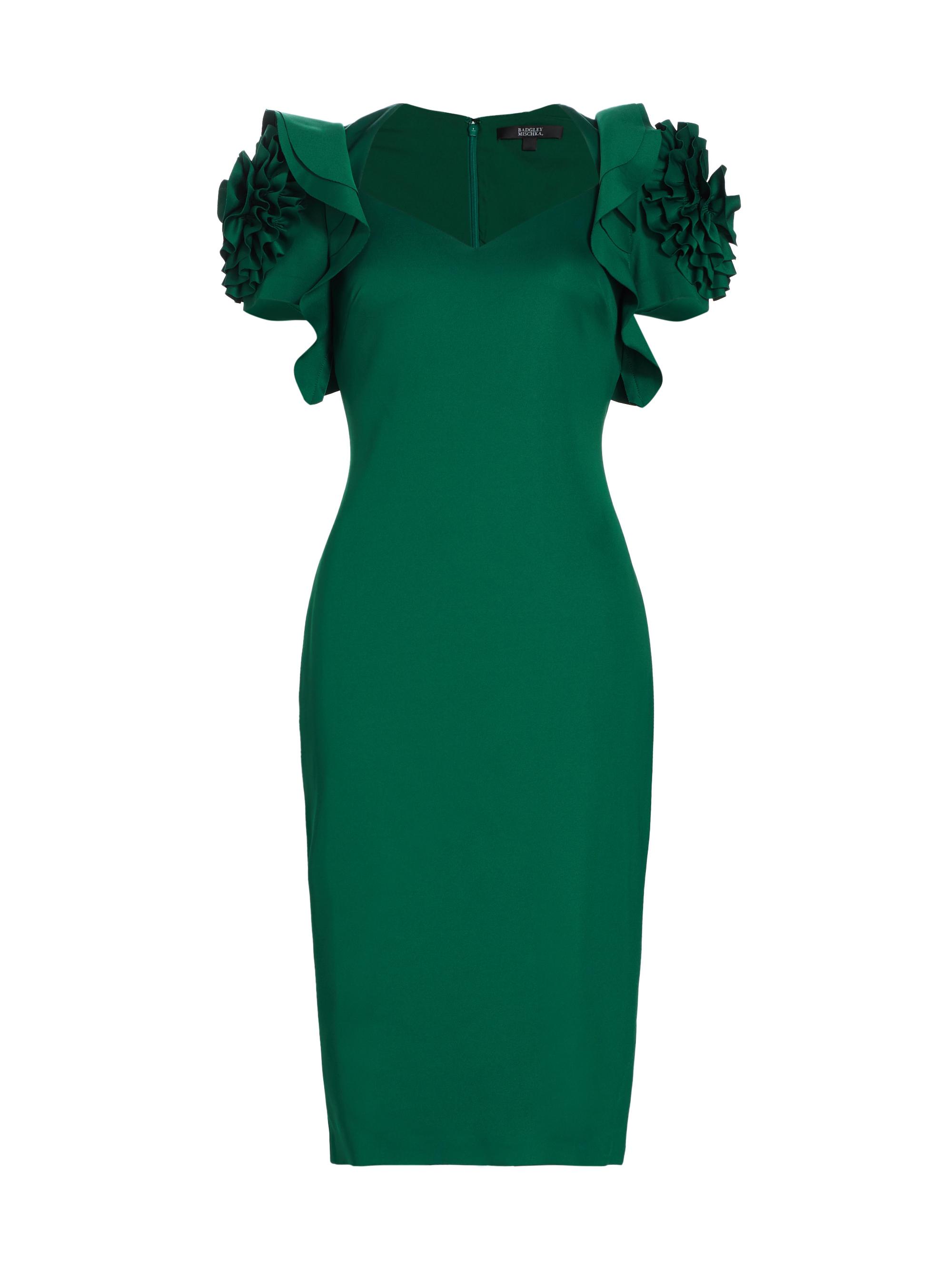 slim fit dress slacks Emerald Green Strapless Floral Jacquard Mermaid Gown by Badgley Mishcka – Badgley  Mischka main image 1
