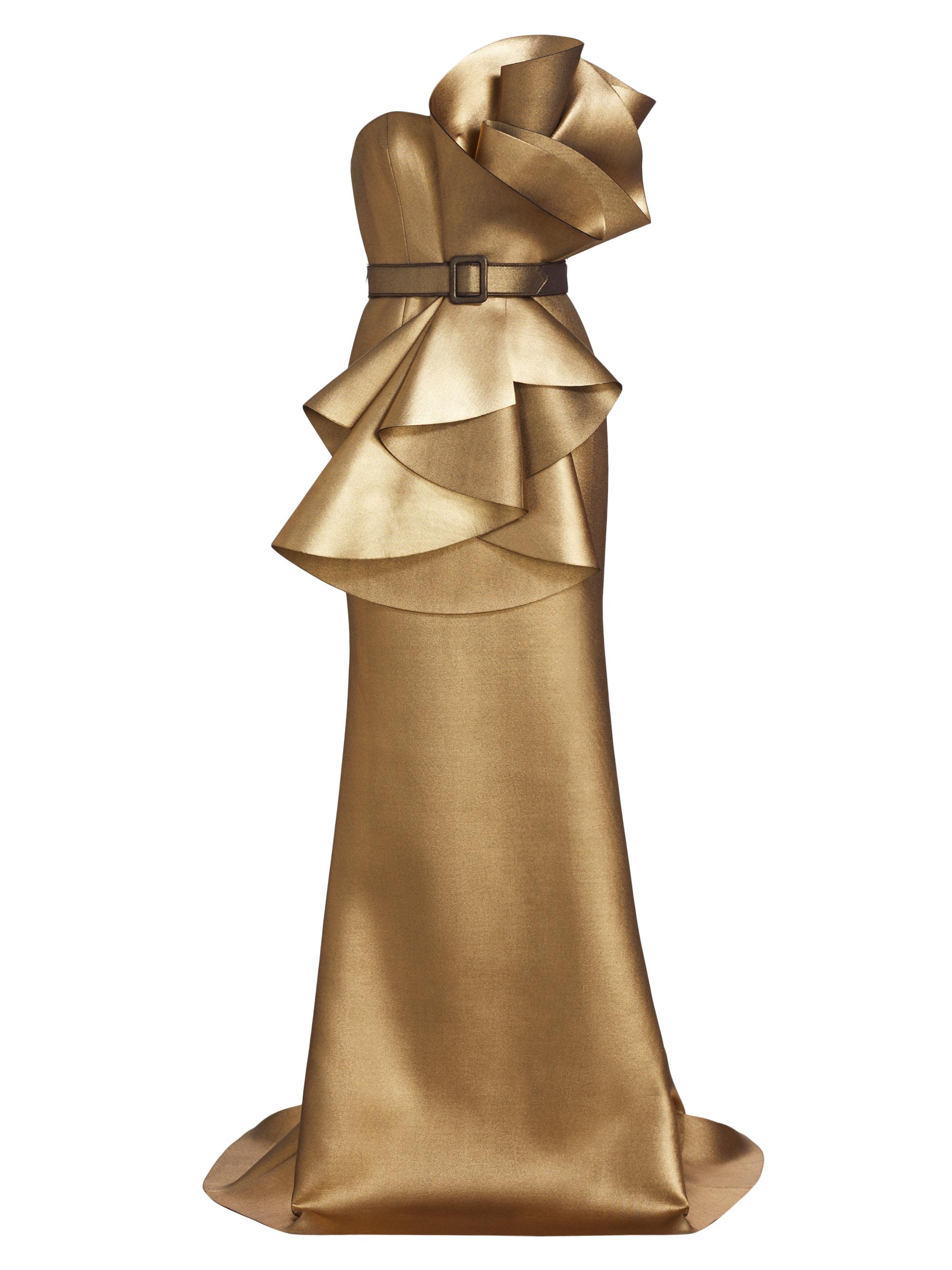 Badgley Mischka Ruffled Foil Scuba Gown | Saks Fifth Avenue