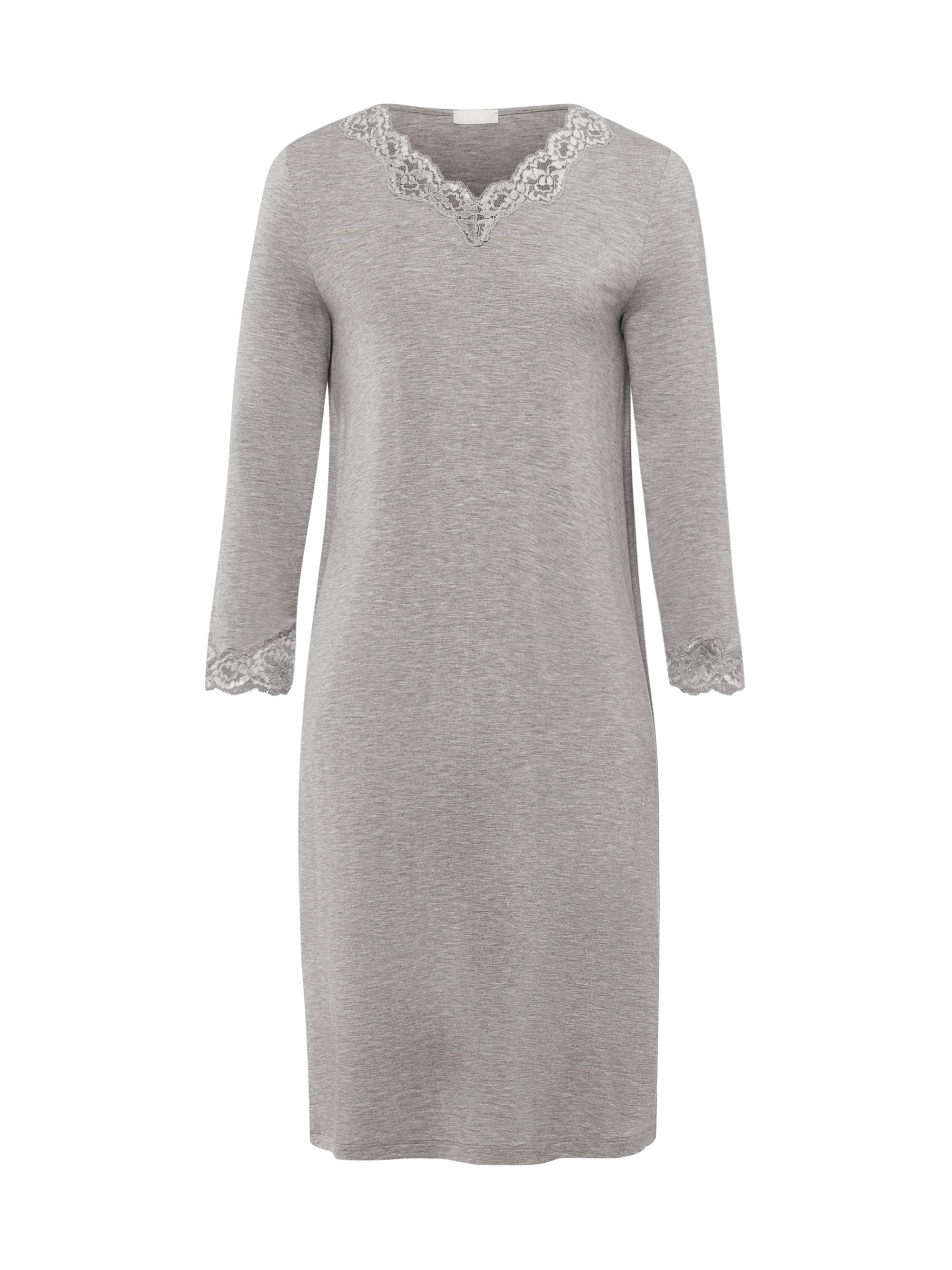 Hanro Women's Natural Elegance Lace-Trim Nightgown - Grey Melange