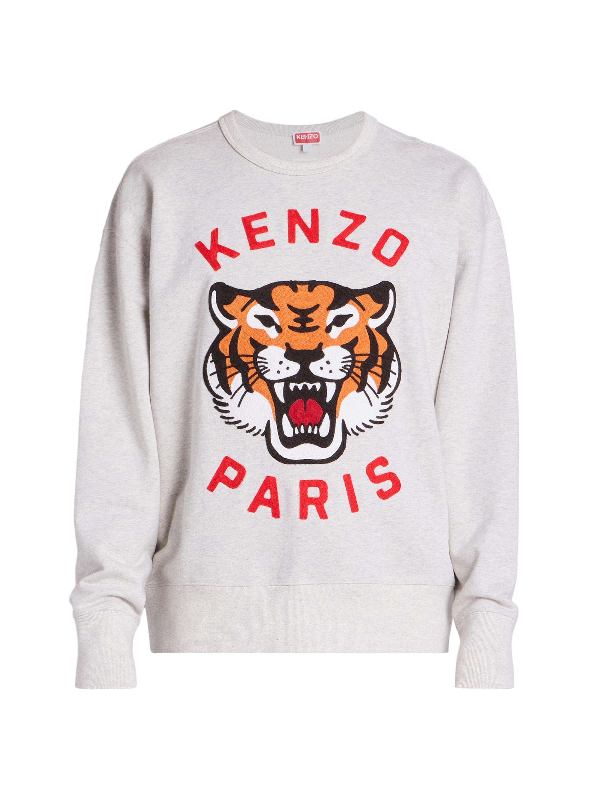 Kenzo Men's Lucky Tiger Logo Oversized Sweatshirt - Pale Grey