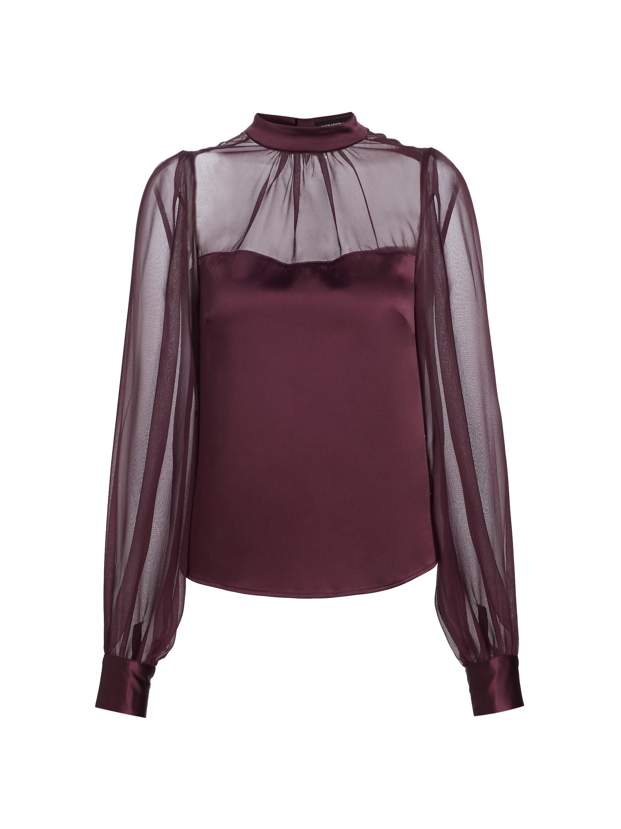 Generation Love Women's Agnes Silk-Blend Illusion Blouse - Bordeaux