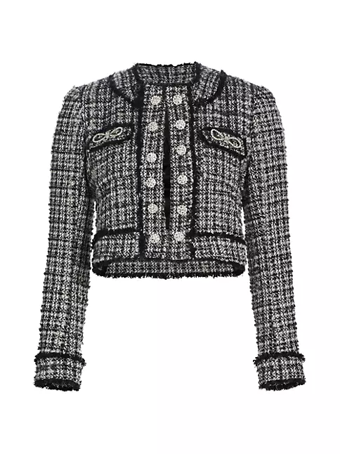 chanel black and white tweed blazer