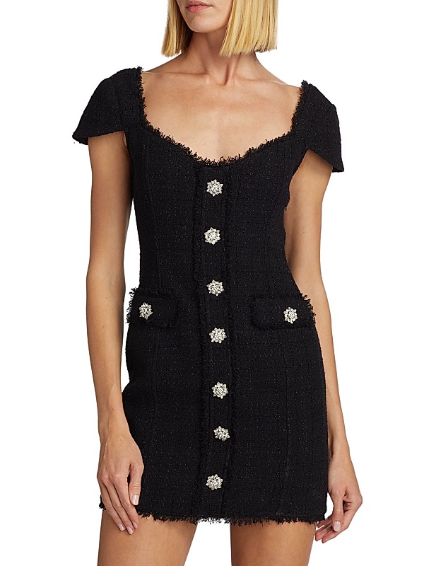 Shop Generation Love Mikayla Tweed Crystal Button Minidress Shop Generation Love Mikayla Tweed Crystal Button Minidress