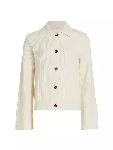 Sileta Cotton Rib-Knit Button-Front Cardigan