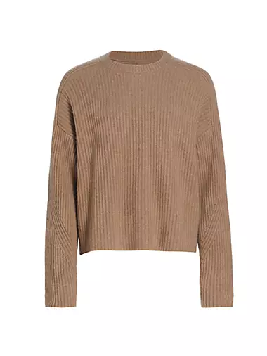 Carvi Silk-Linen Rib-Knit Long-Sleeve Sweater