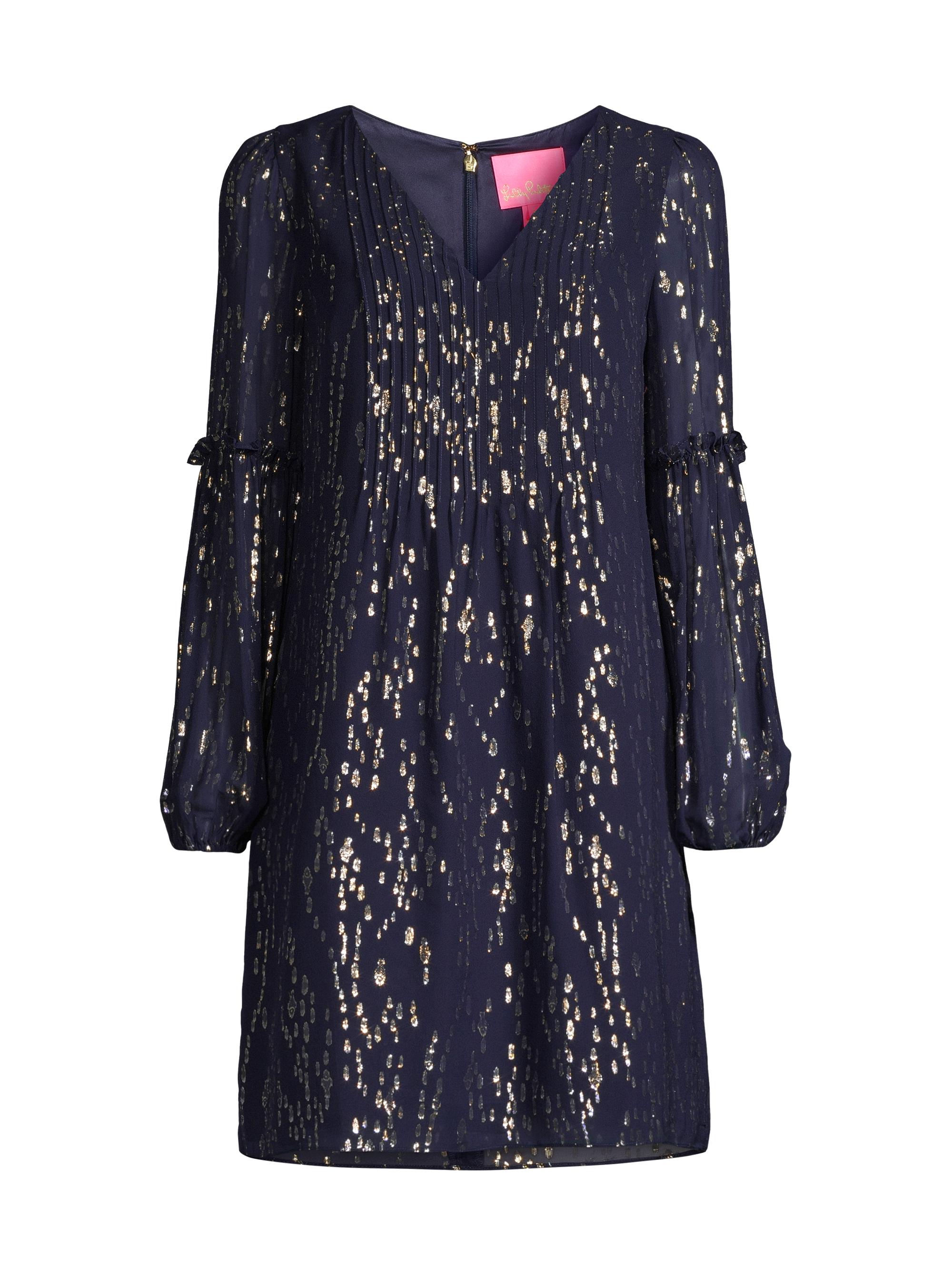 Lilly Pulitzer Women's Cleme Metallic Silk-Blend Minidress - True Navy