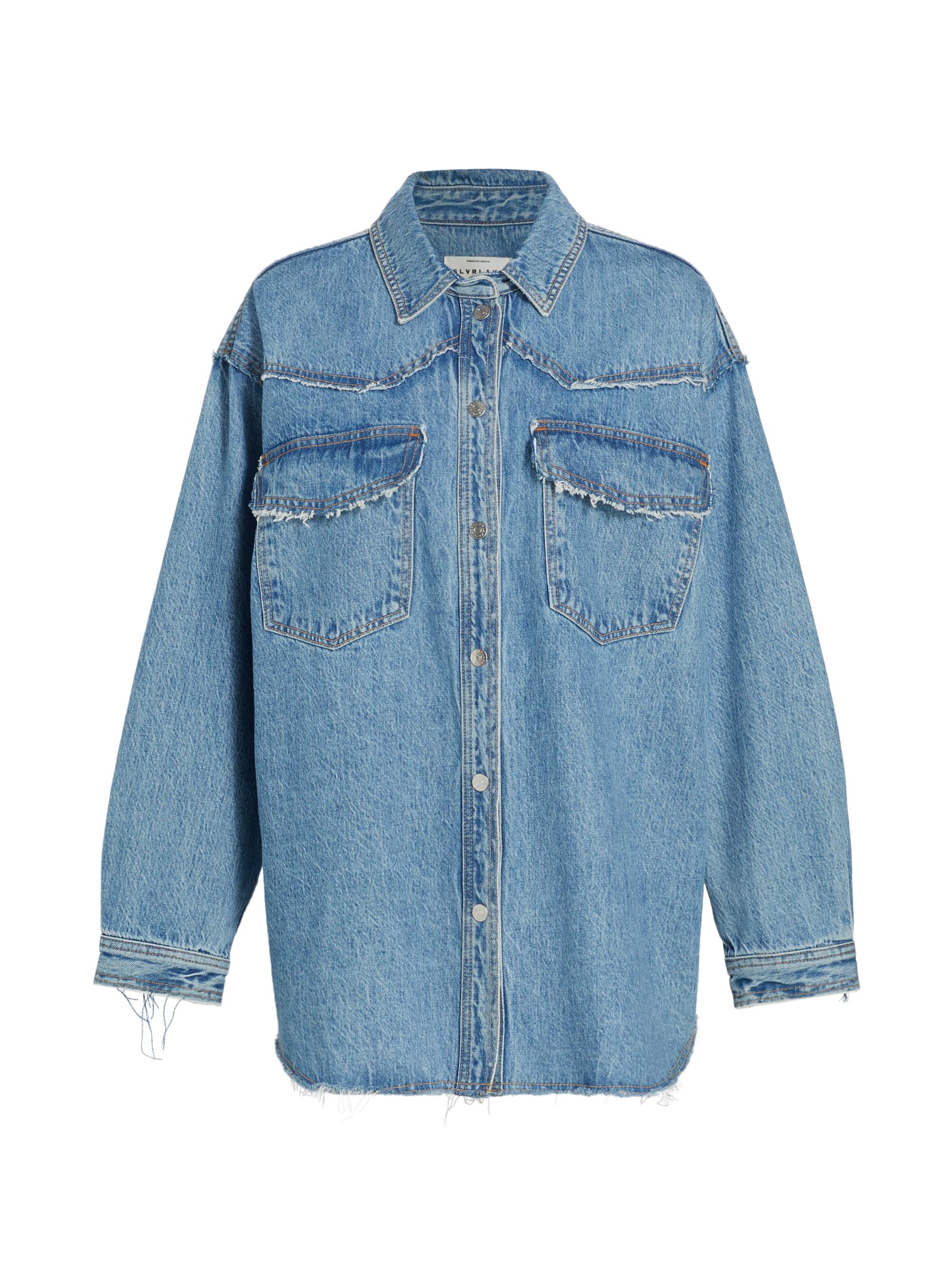 SLVRLAKE Women's Oversized Western Denim Shirt - Wounded Heart