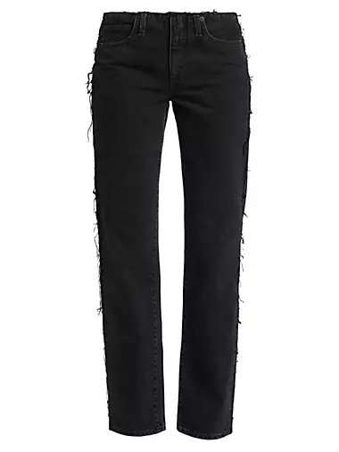 Halston Straight Leg Ripped Jeans – Sand + Charcoal