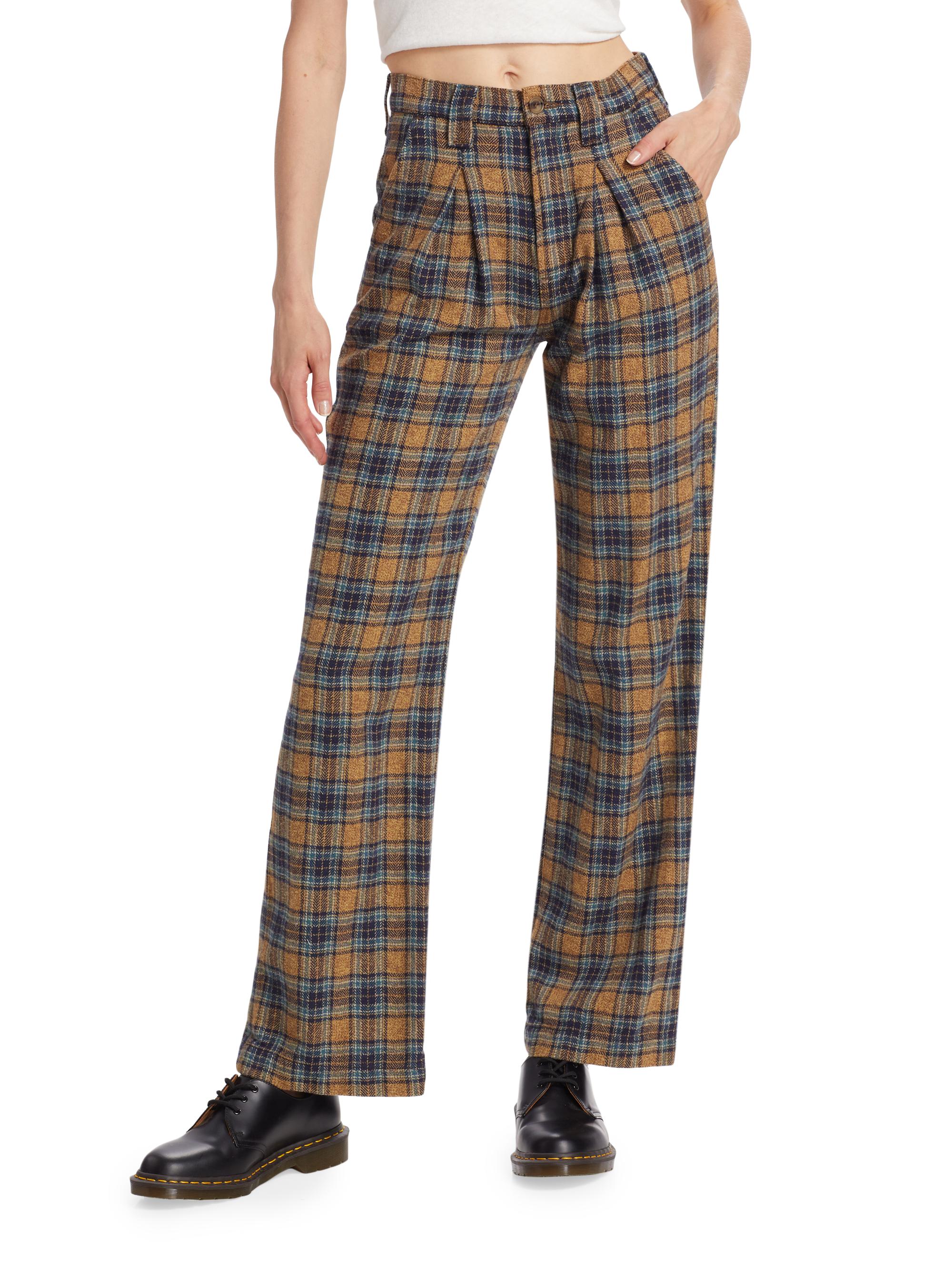 Mother The Maven Pleated Plaid Pants | Saks Fifth Avenue