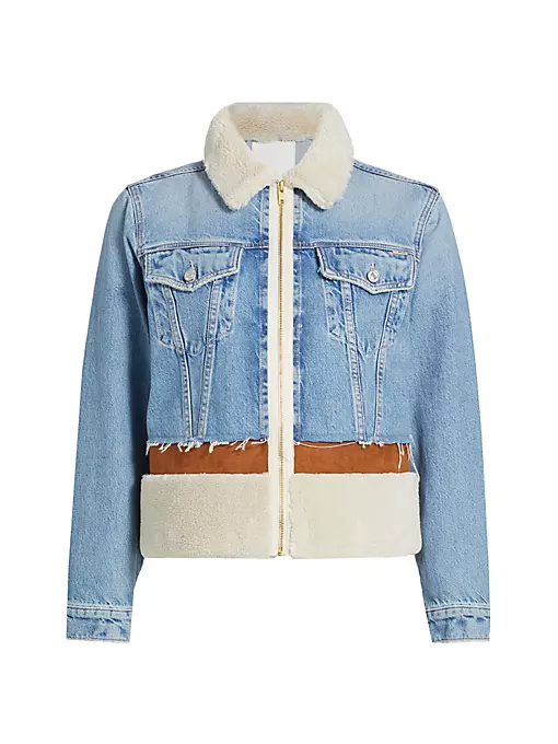 Mother - The Cut And Paste Sherpa-Trim Denim Jacket