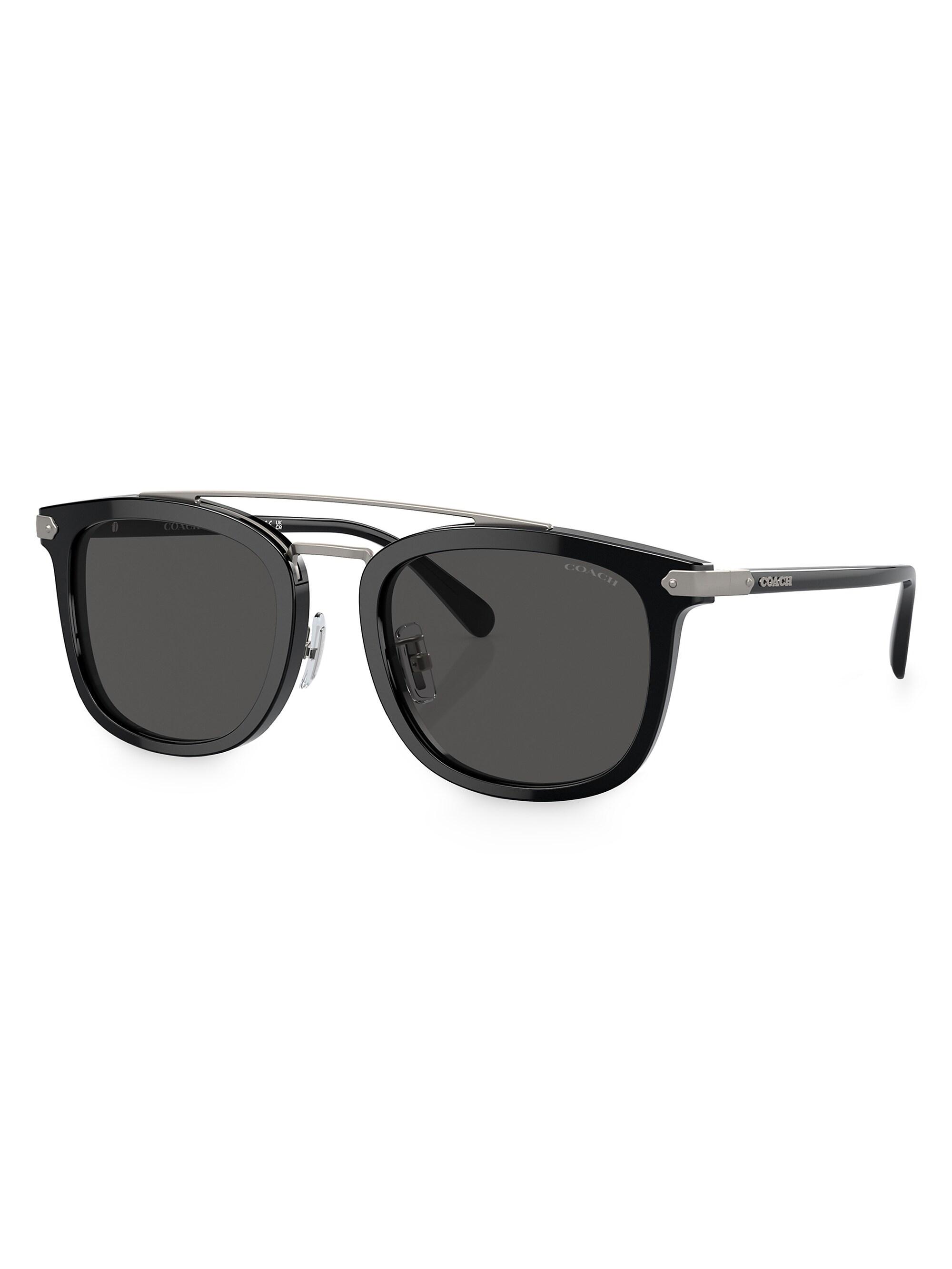 COACH Men's 53MM Round Sunglasses - Black