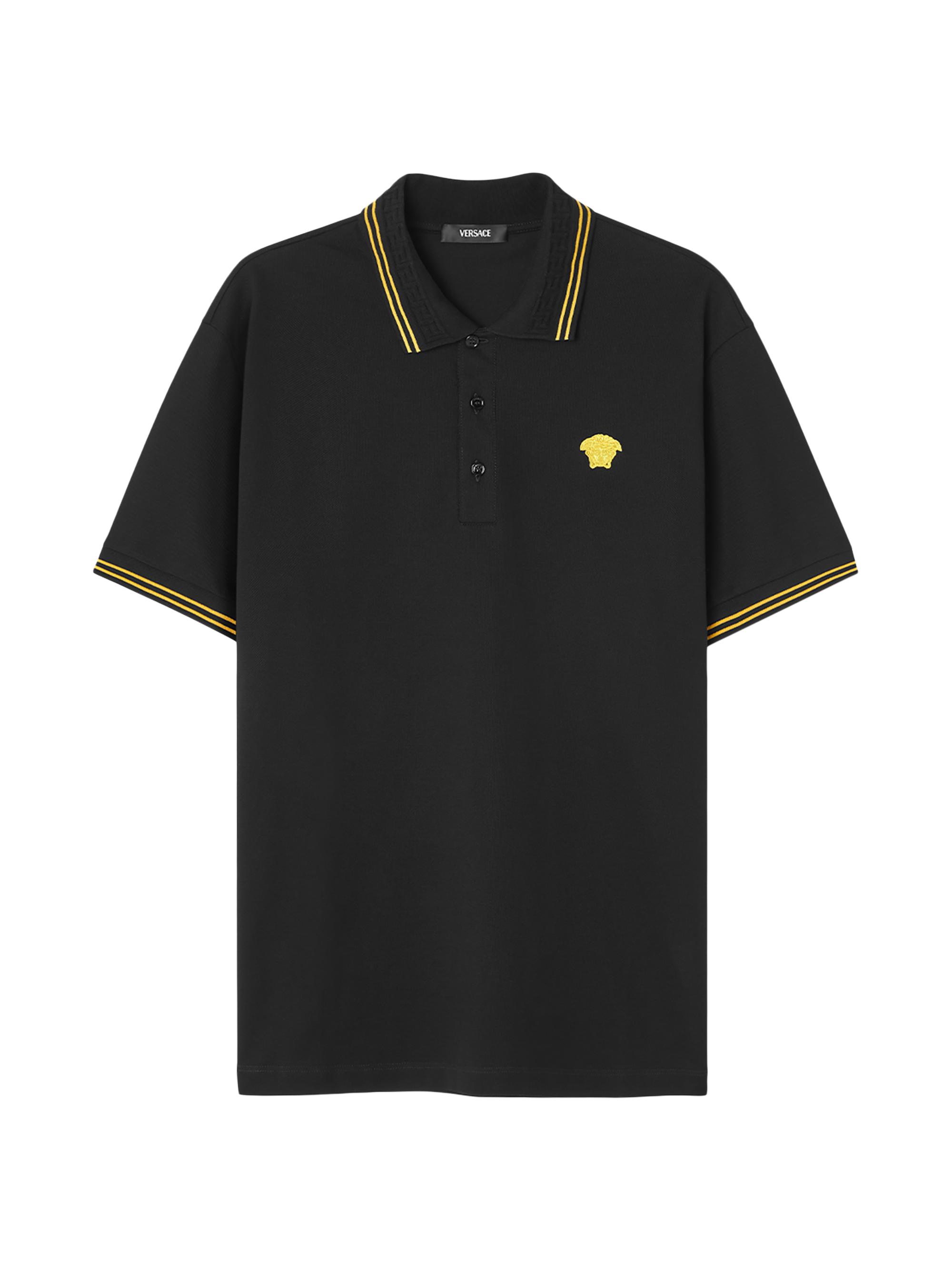 VERSACE メデューサ刺繍ポロシャツ Versace Embroidered Quarter-Zip Polo Shirt | Saks Fifth Avenue