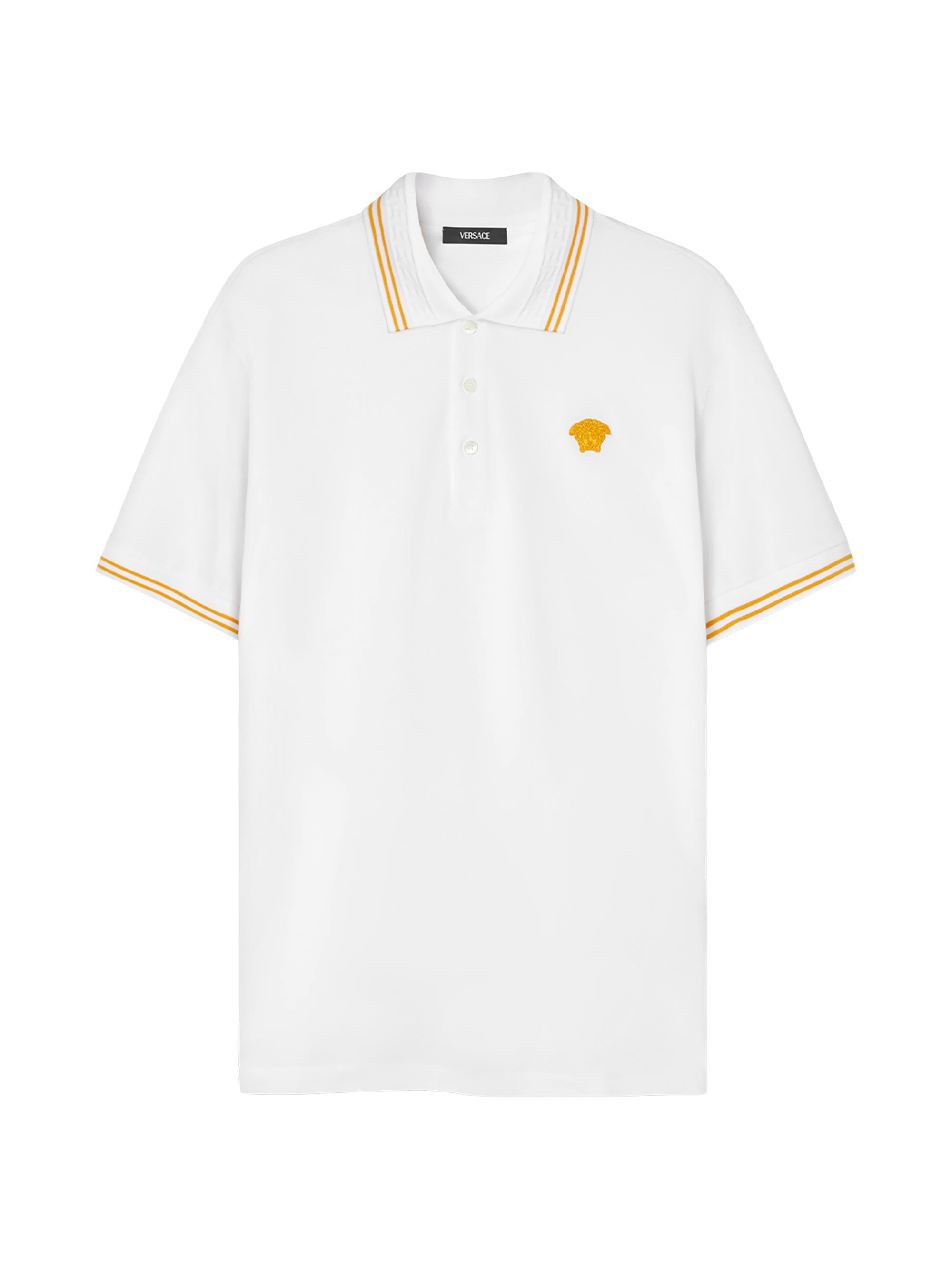 Versace Men's Medusa Pop Piqué Polo - Optical White