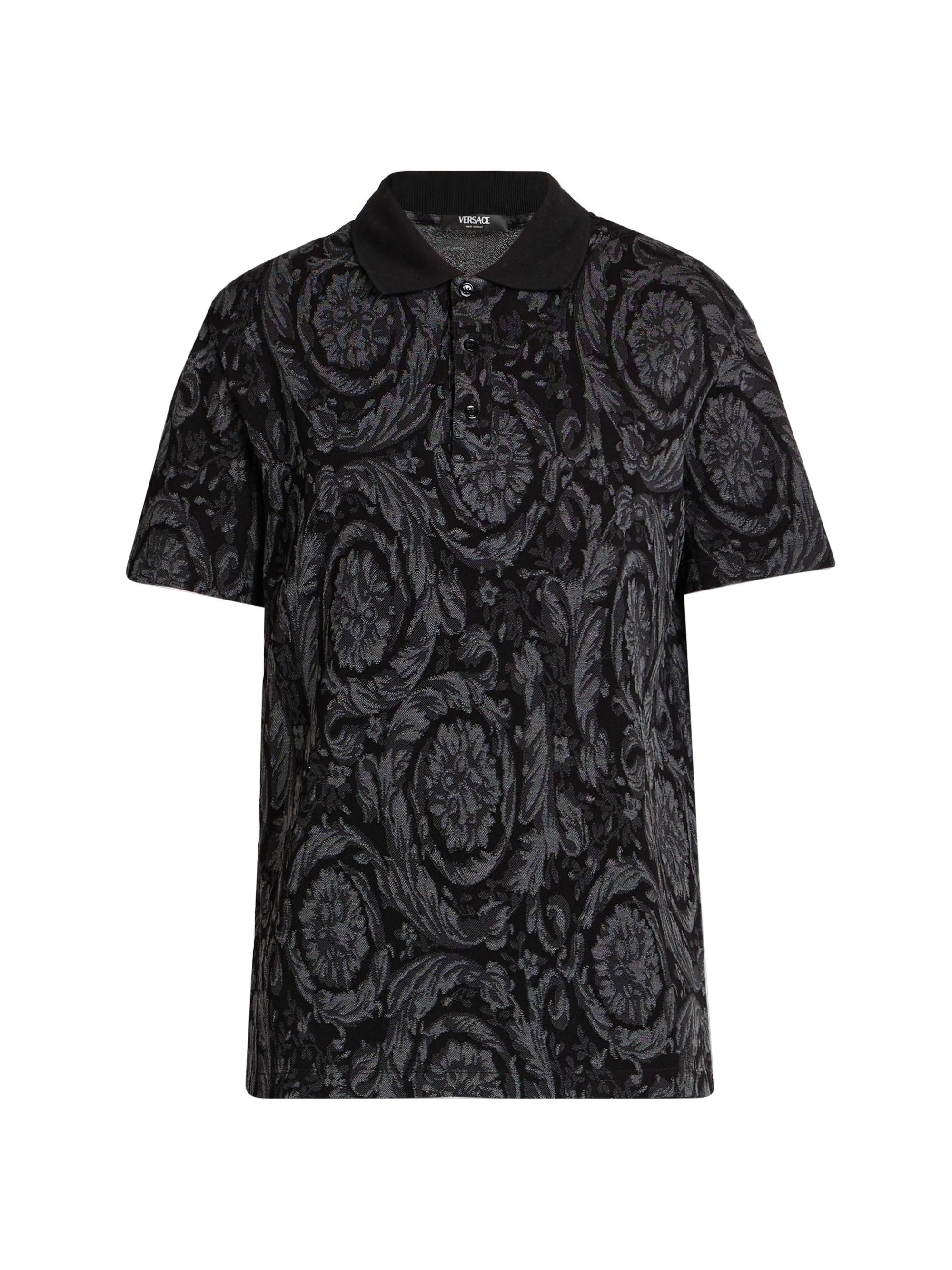 Versace Embroidered Quarter-Zip Polo Shirt | Saks Fifth Avenue