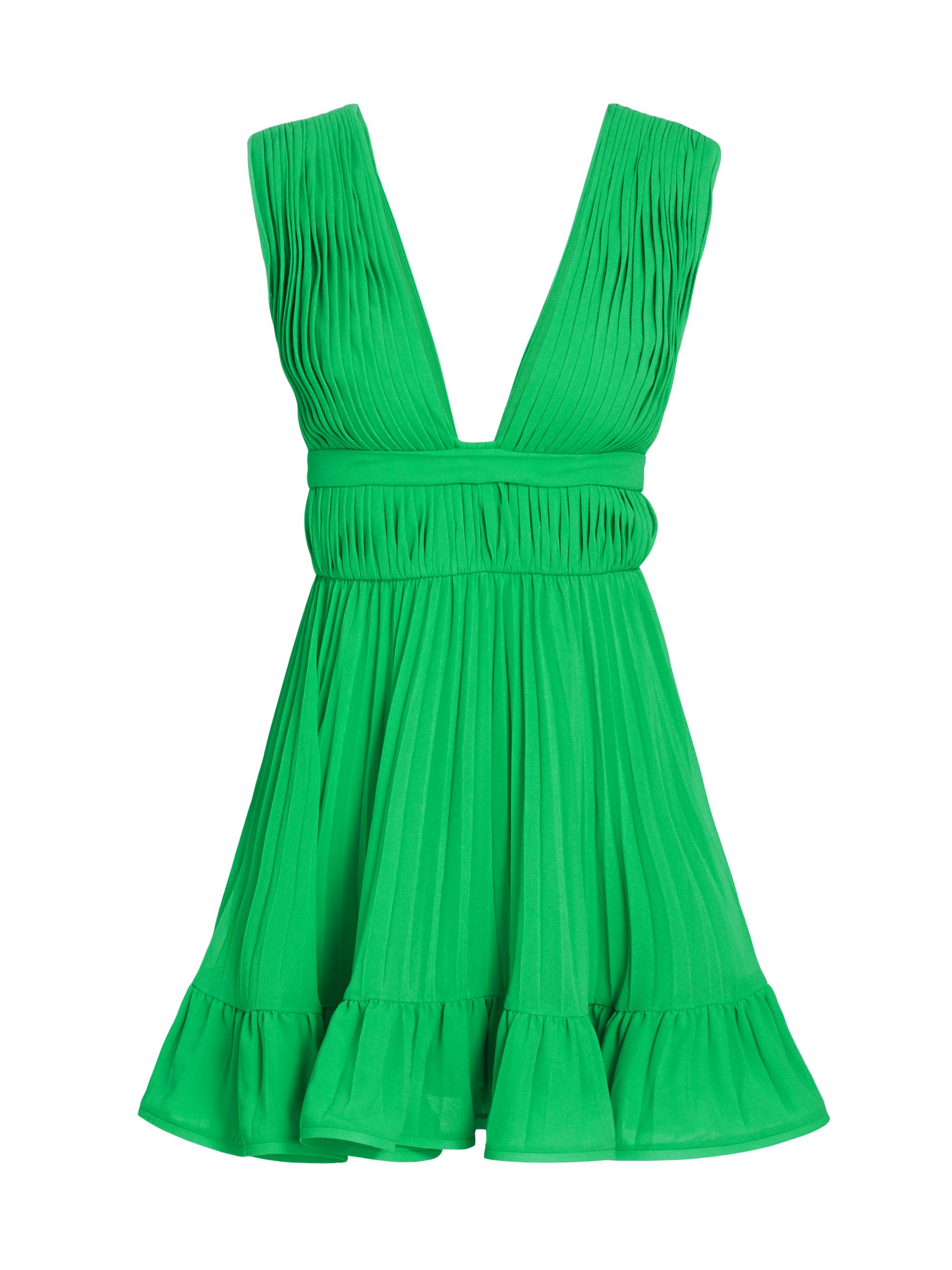 open lace back dress Perfee V-Neck Flounce Sleeve Pleated Dress at A Roese Boutique Navy / S main image 1