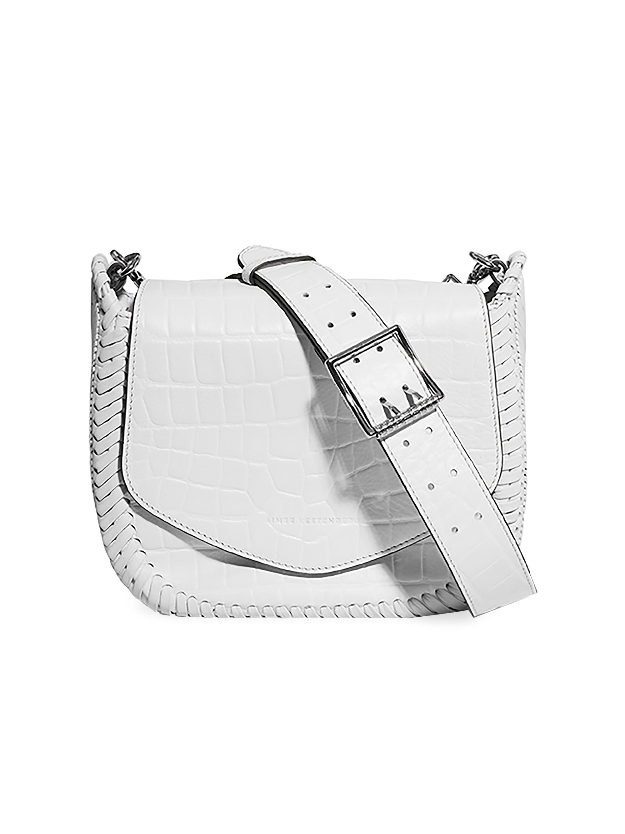Aimee Kestenberg Women's All For Love Leather Saddle Crossbody Bag - White Croco