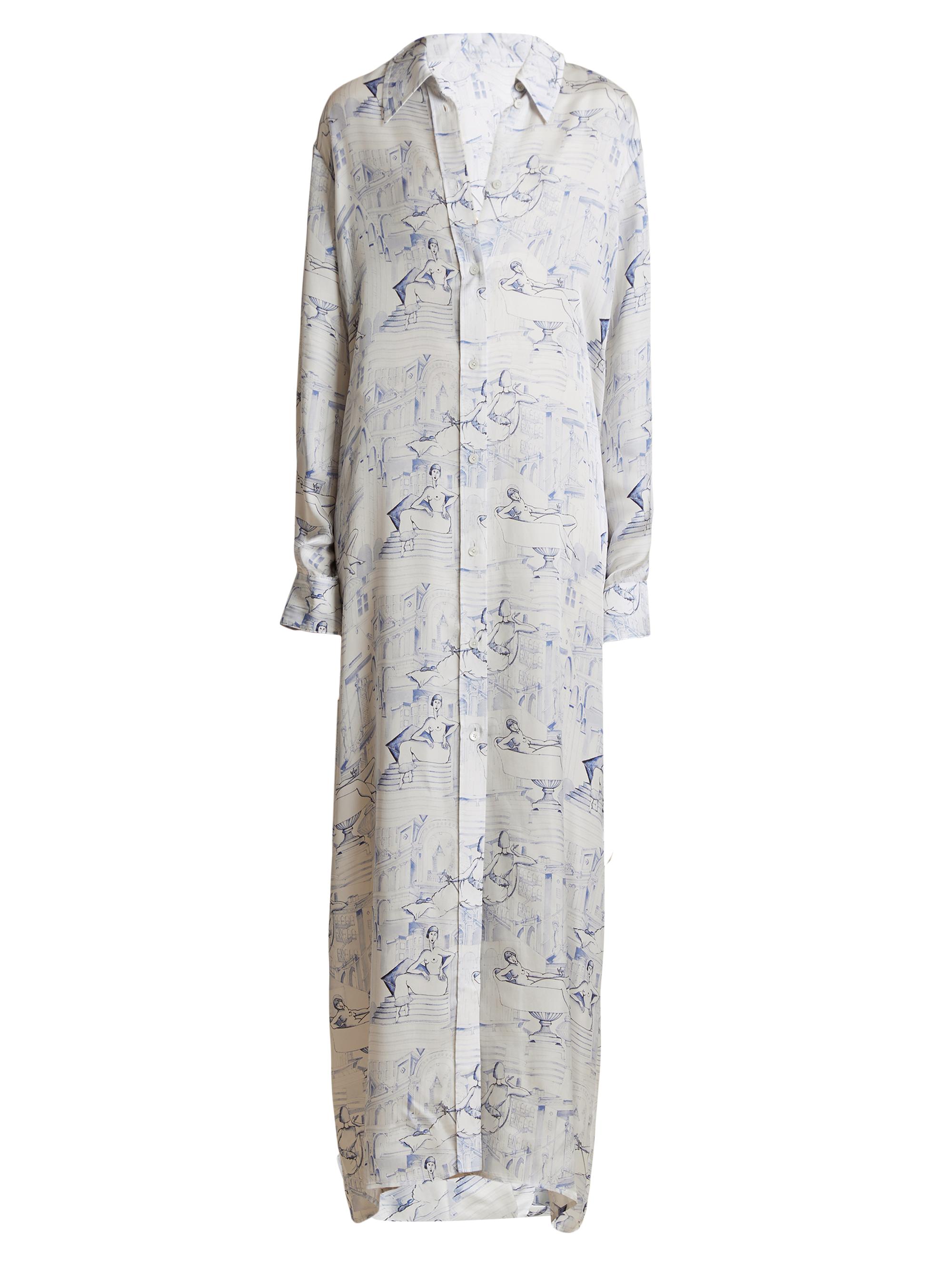 Khaite Women's Kiko Lady Maxi Shirtdress - Cream Blue