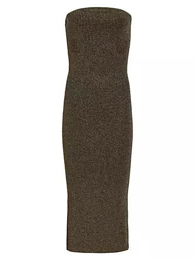 Rumer Glittery Ribbed-Knit Midi-Dress