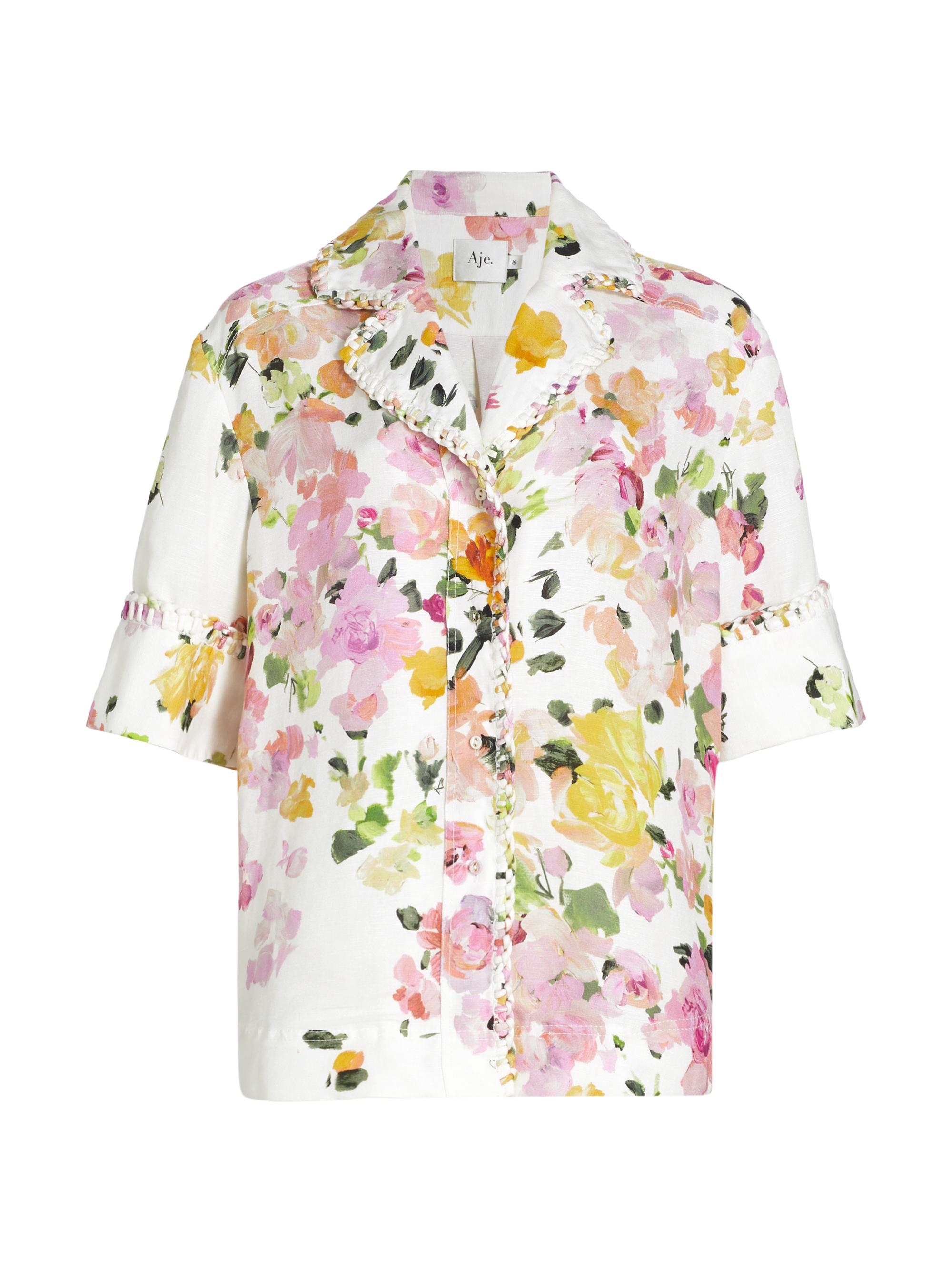 Aje Women's Constance Floral Linen-Blend Button-Front Shirt - Scattered Floral