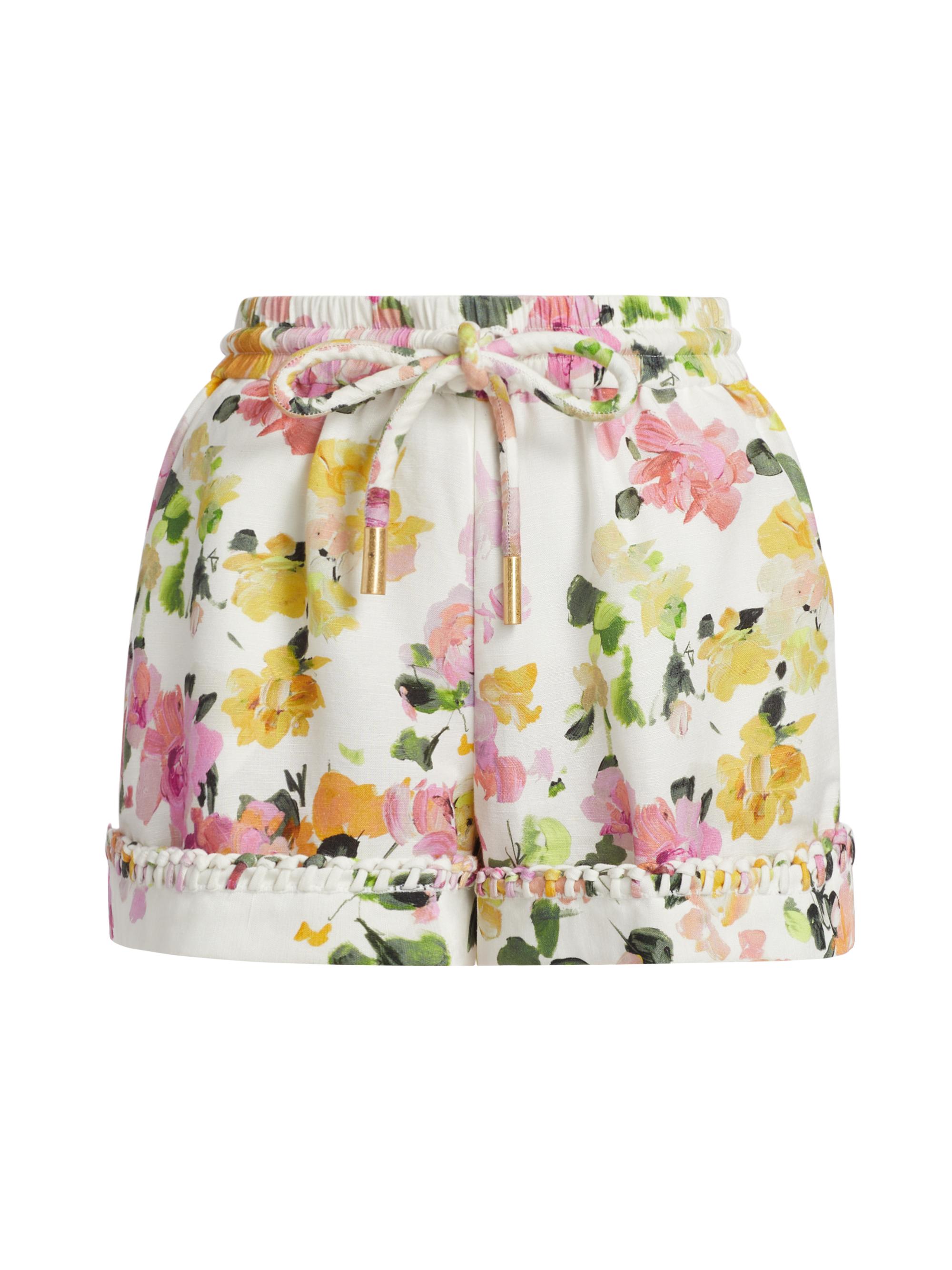 Aje Women's Constance Floral Linen-Blend Drawcord Shorts - Scattered Floral