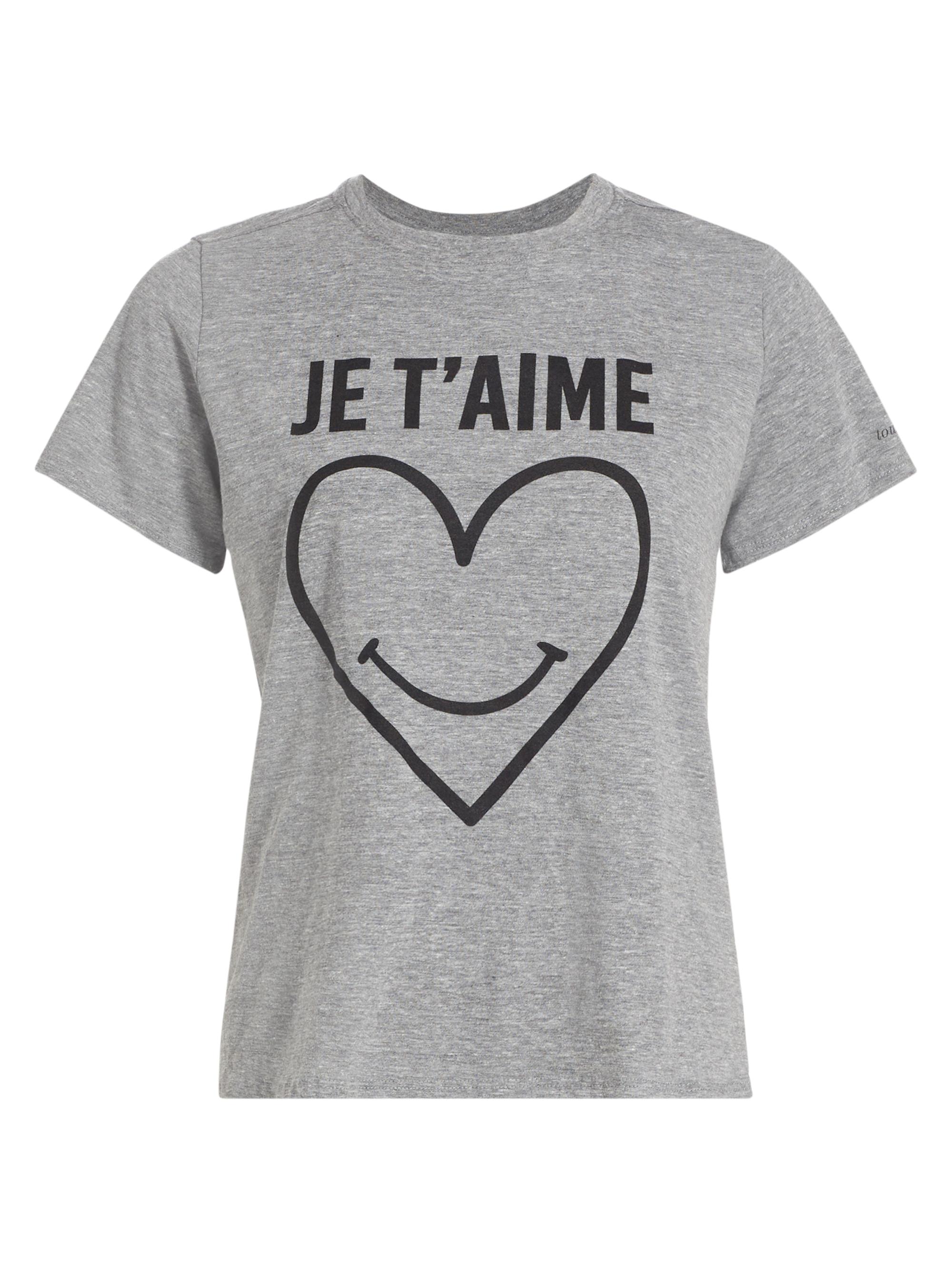 Cinq à Sept Women's Smiling Heart Crewneck T-Shirt - Heather Grey Black