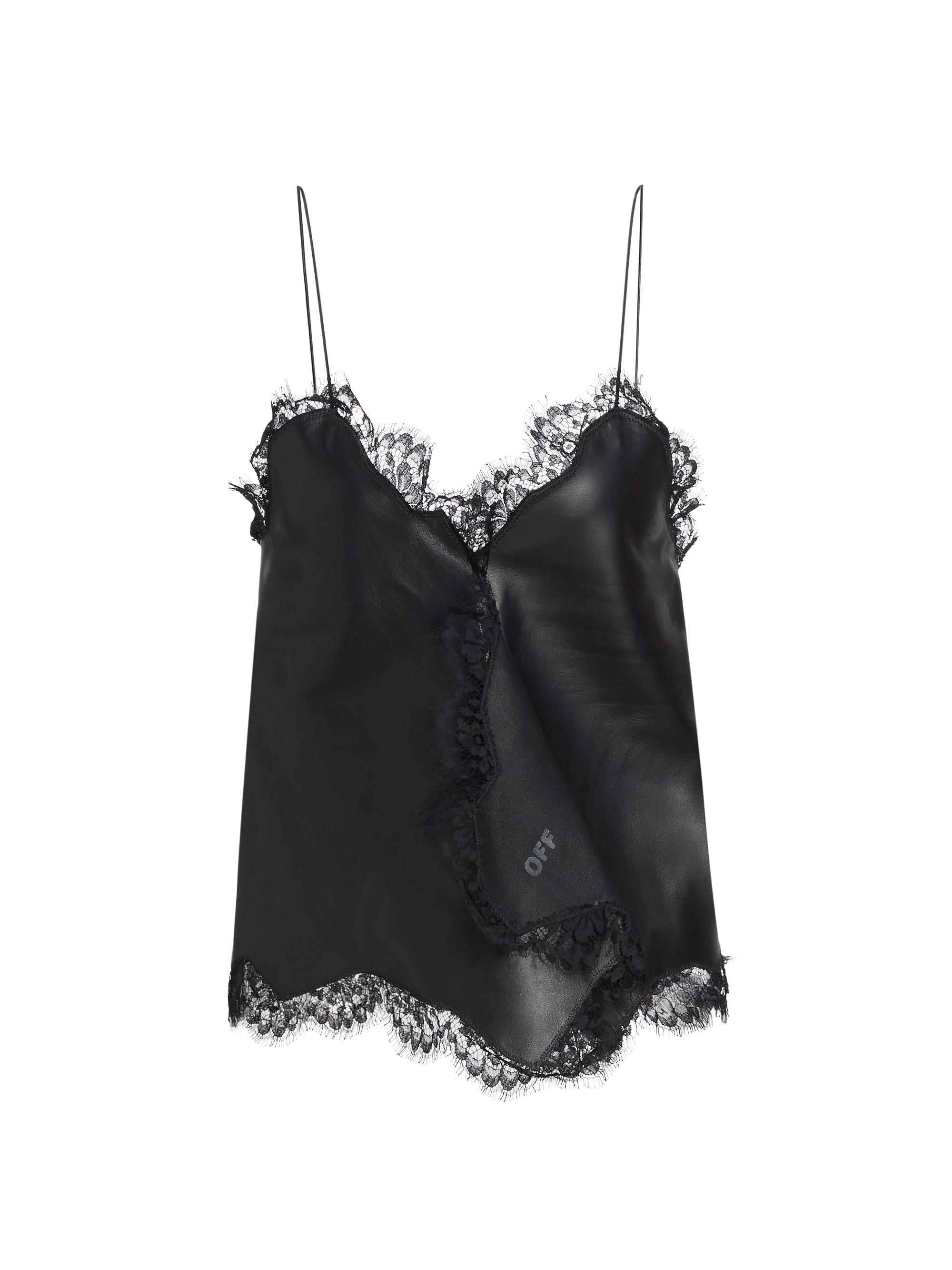 Off-White Lace-Trimmed Leather Camisole | Saks Fifth Avenue