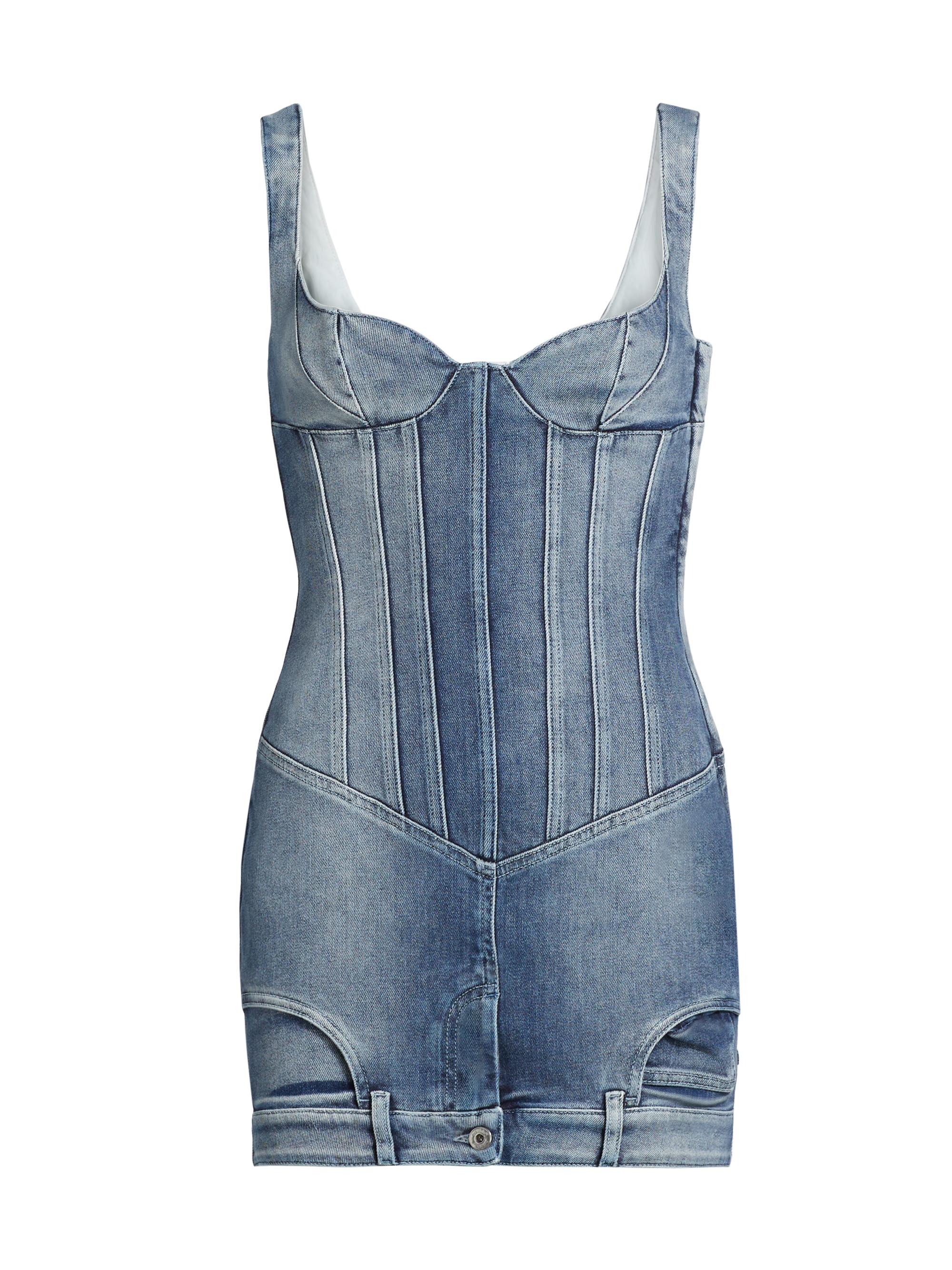 Off-White Women's Upside Down Bustier Denim Minidress - Extreme Wash Blue