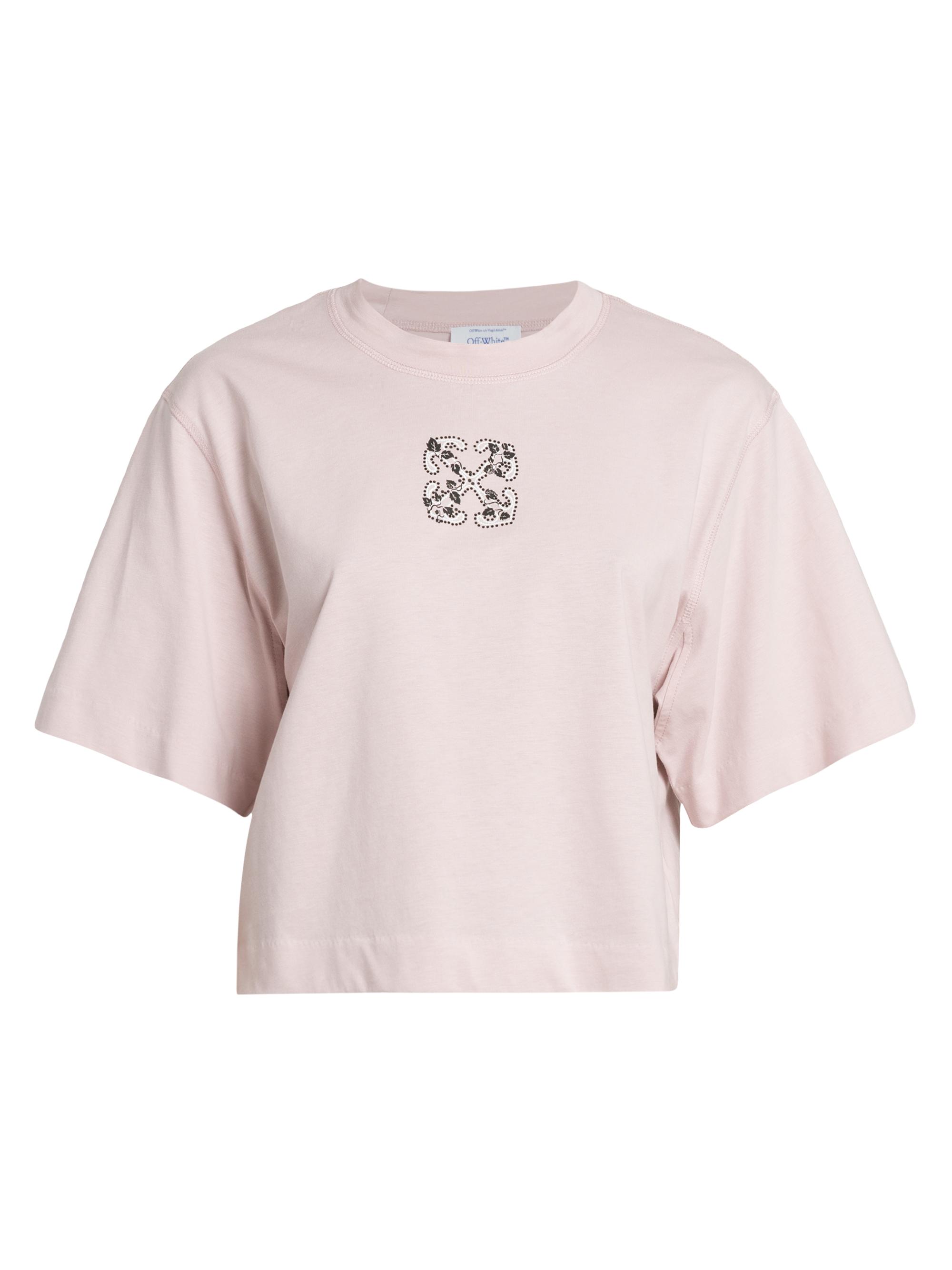 Off-White Women's Bling Leaves & Arrow Cotton Crop T-Shirt - Burnished