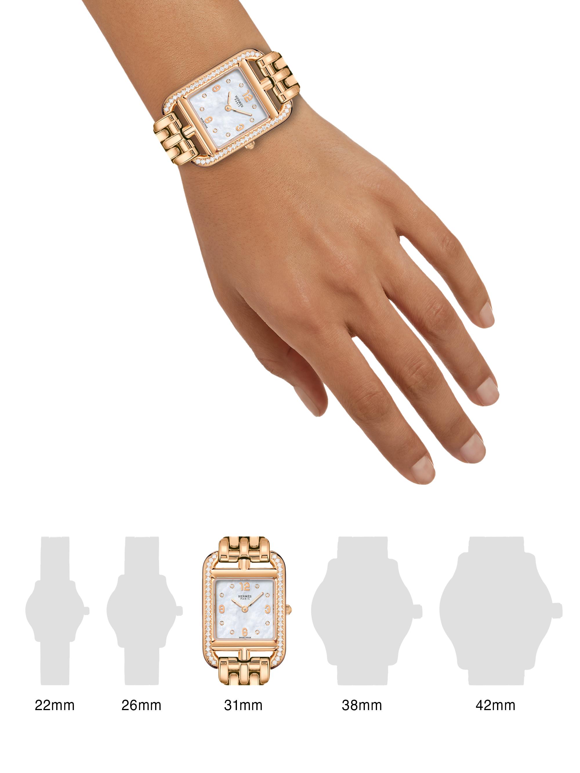 HERMÈS Cape Cod 18K Rose Gold & 0.43 TCW Diamond Bracelet Watch