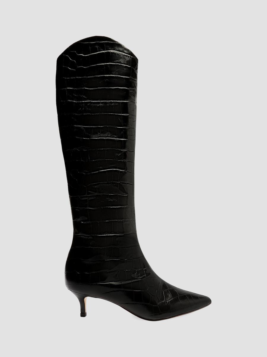 Schutz Maryana Crocodile-Embossed Leather Knee-High Boots  display picture 3