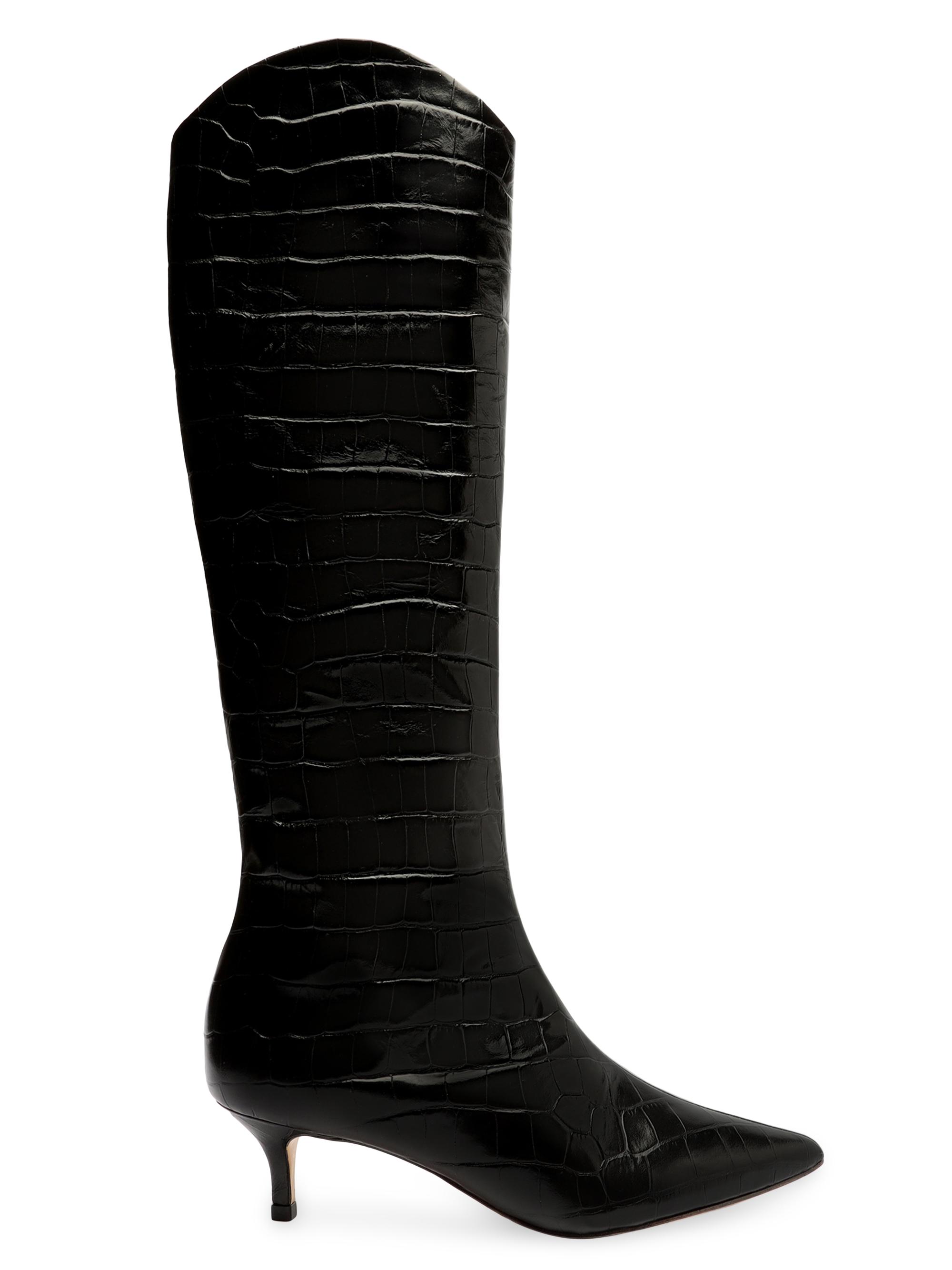 Schutz Women's Maryana Crocodile-Embossed Leather Knee-High Boots - Black