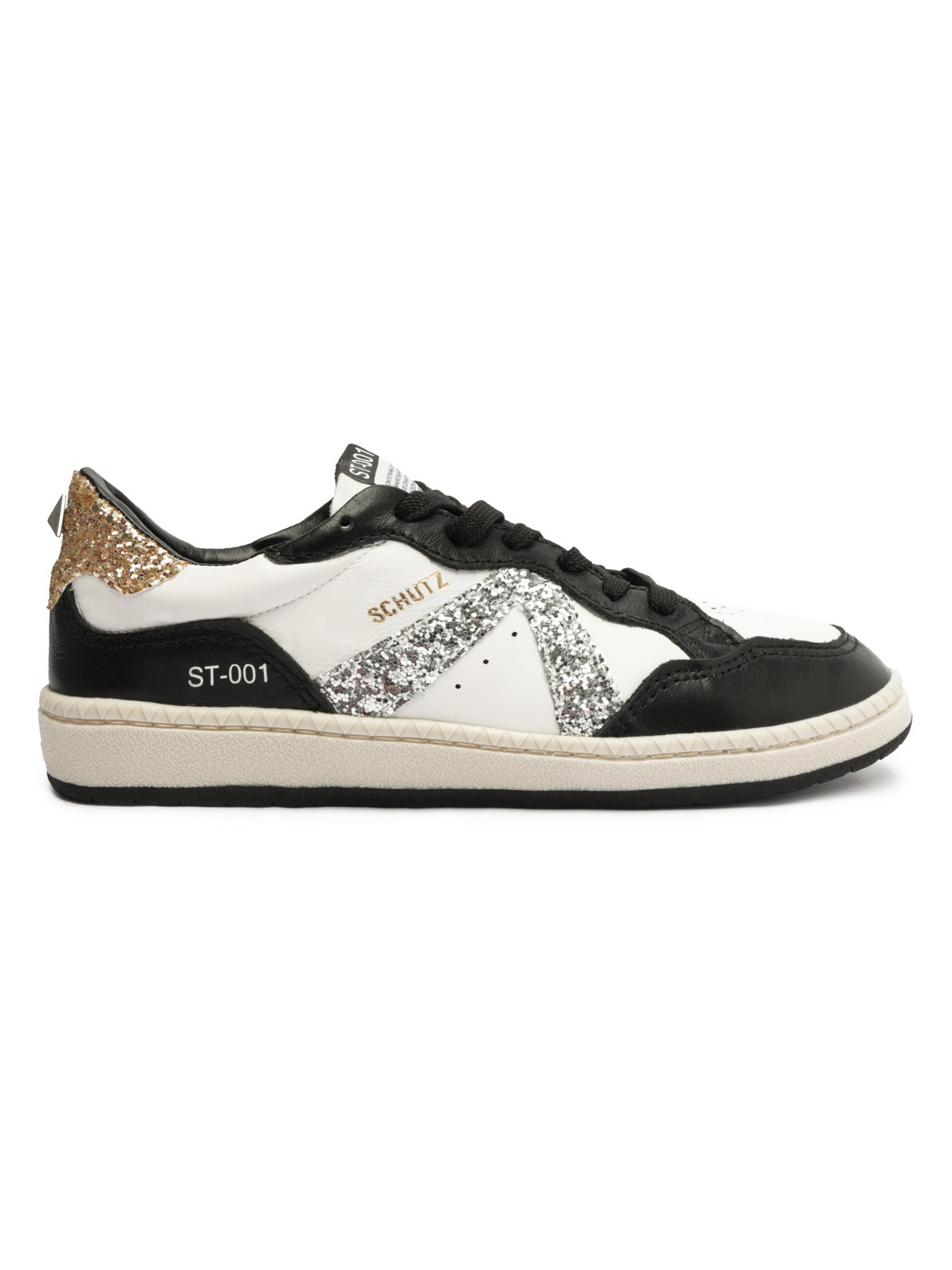 Schutz Women's St-001 Glitter Leather Low-Top Sneakers - Black Multi