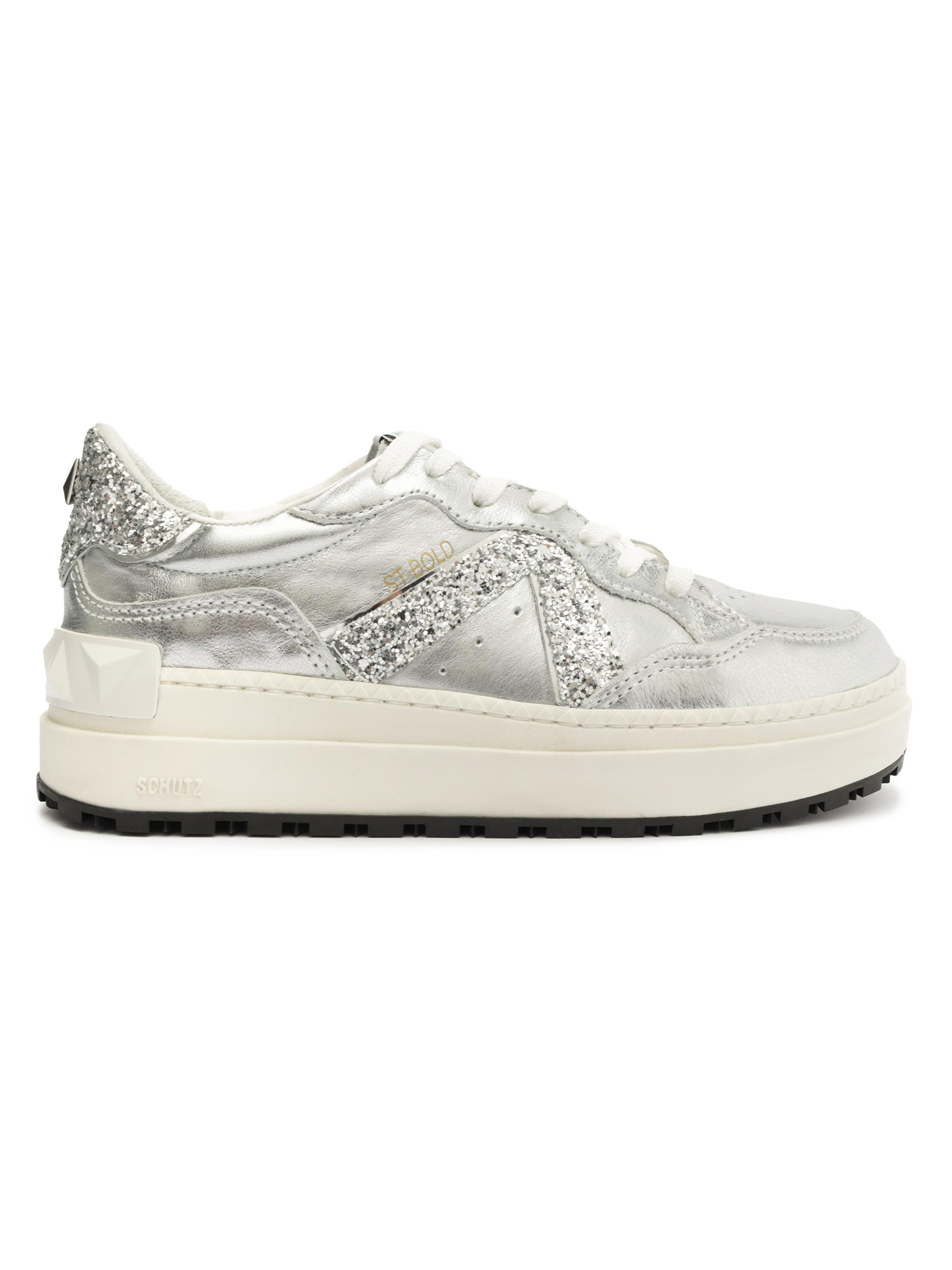 Schutz Women's St Bold Metallic Leather Platform Low-Top Sneakers - Prata White