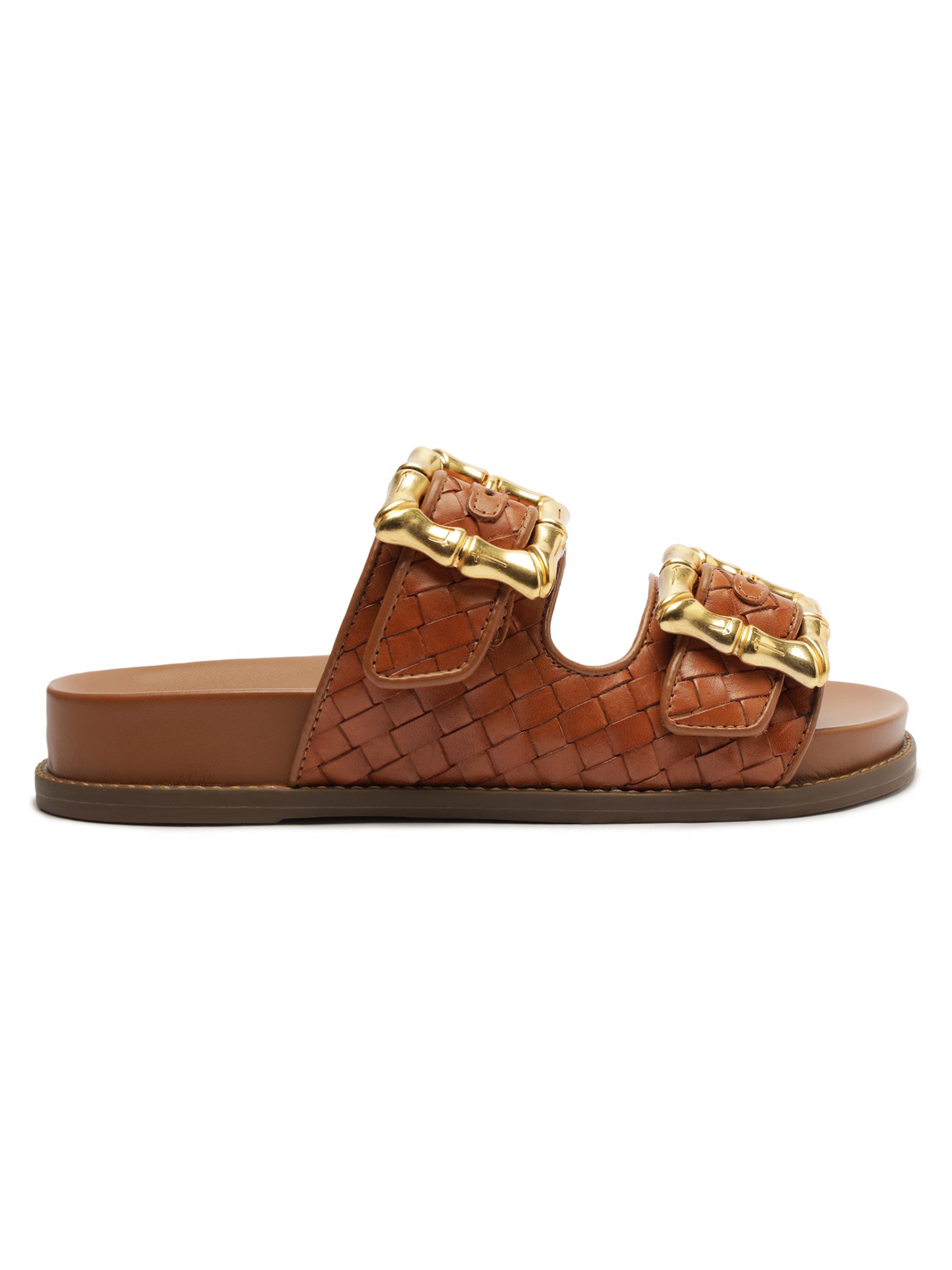 Schutz Women's Enola Woven Leather Sandals - Miele