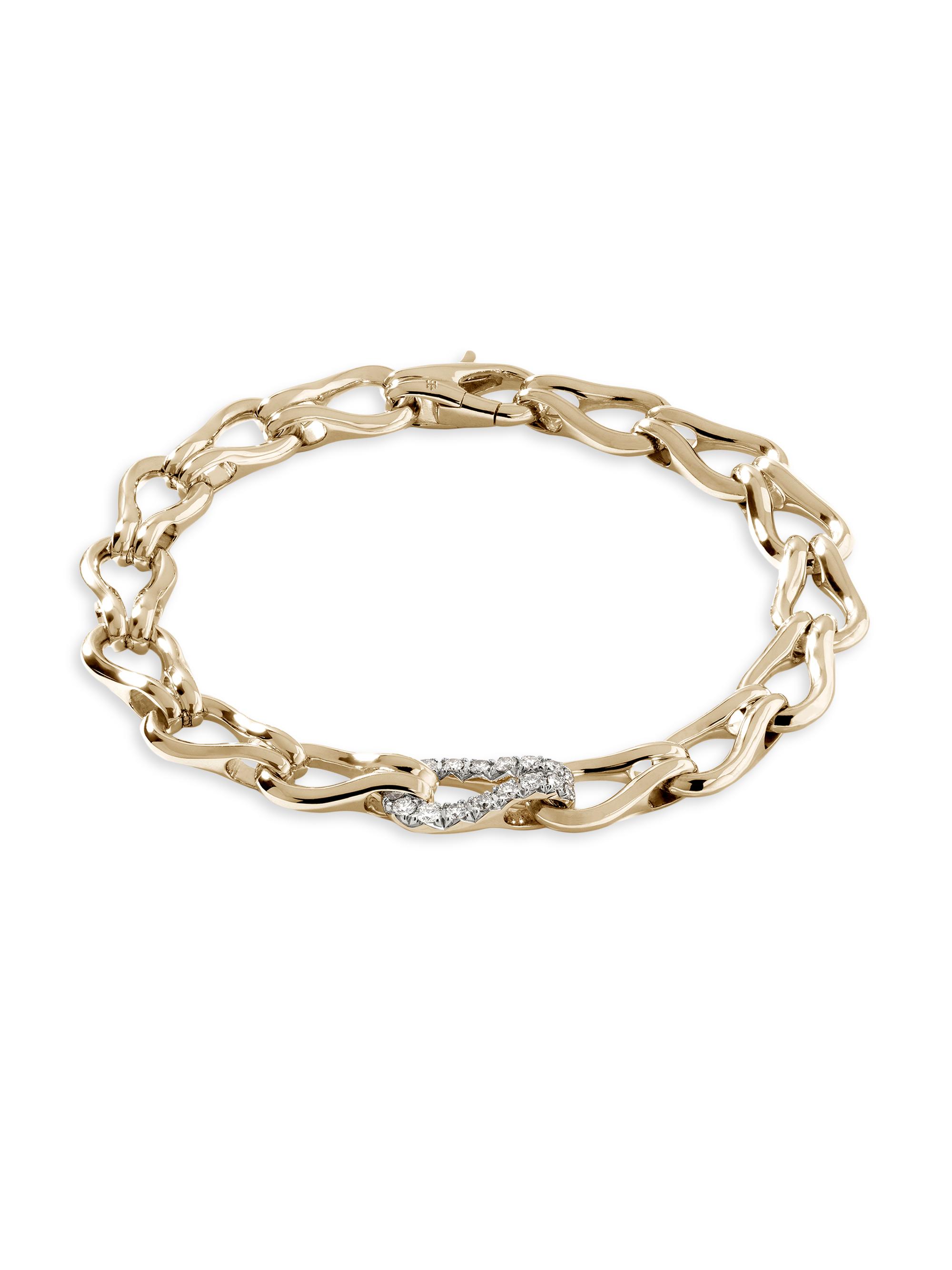 John Hardy Surf 14K Yellow Gold & 0.44 TCW Diamond Bracelet - Yellow Gold