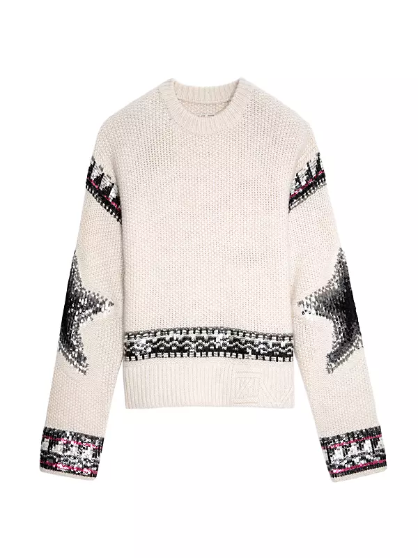 Shop Zadig & Voltaire Kanson Sequin-Embellished Cashmere Sweater 