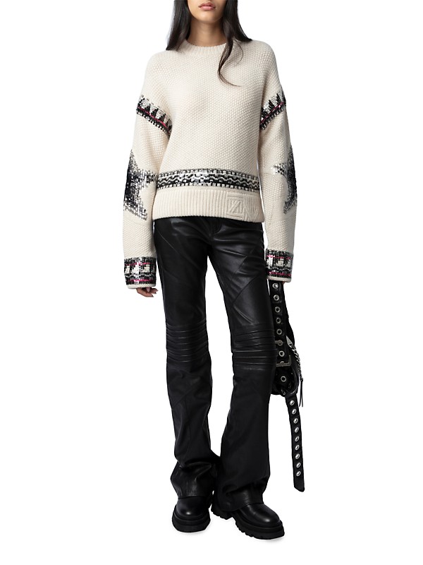 Shop Zadig & Voltaire Kanson Sequin-Embellished Cashmere Shop Zadig & Voltaire Kanson Sequin-Embellished Cashmere